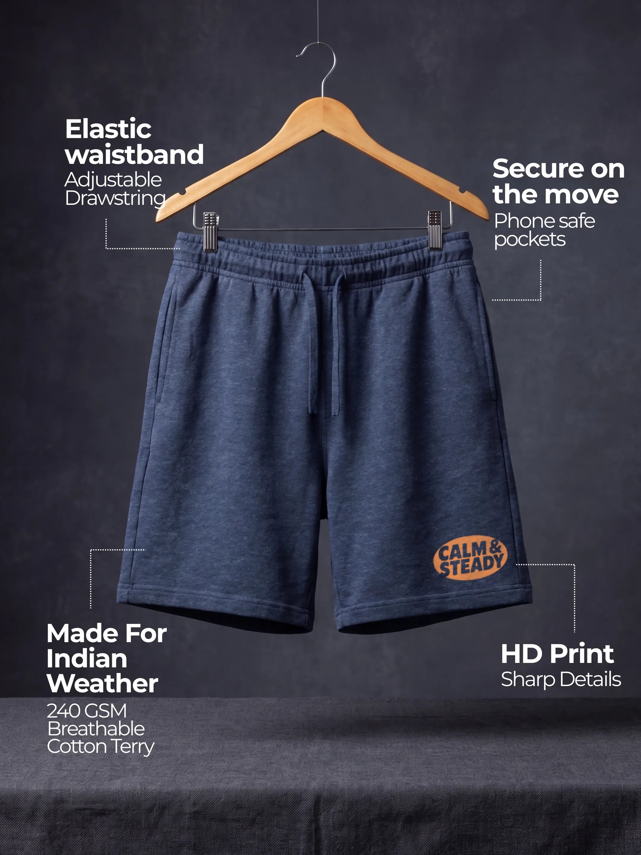 Calm & Steady Cotton Mens Shorts