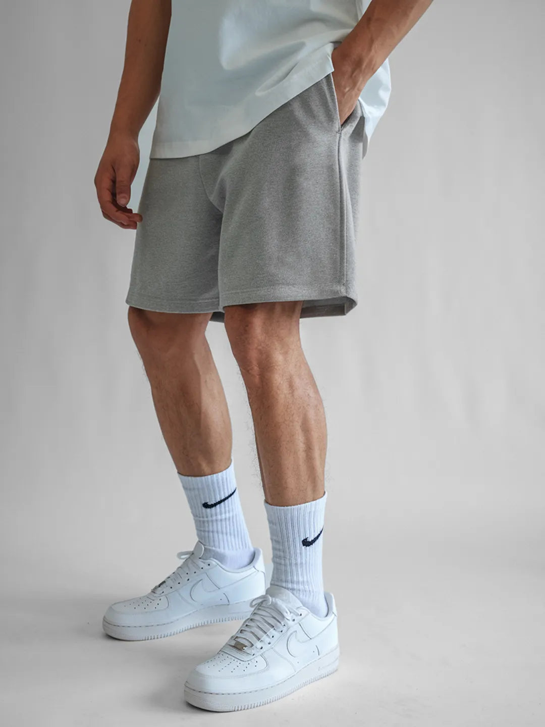 Grey Cotton Mens Shorts