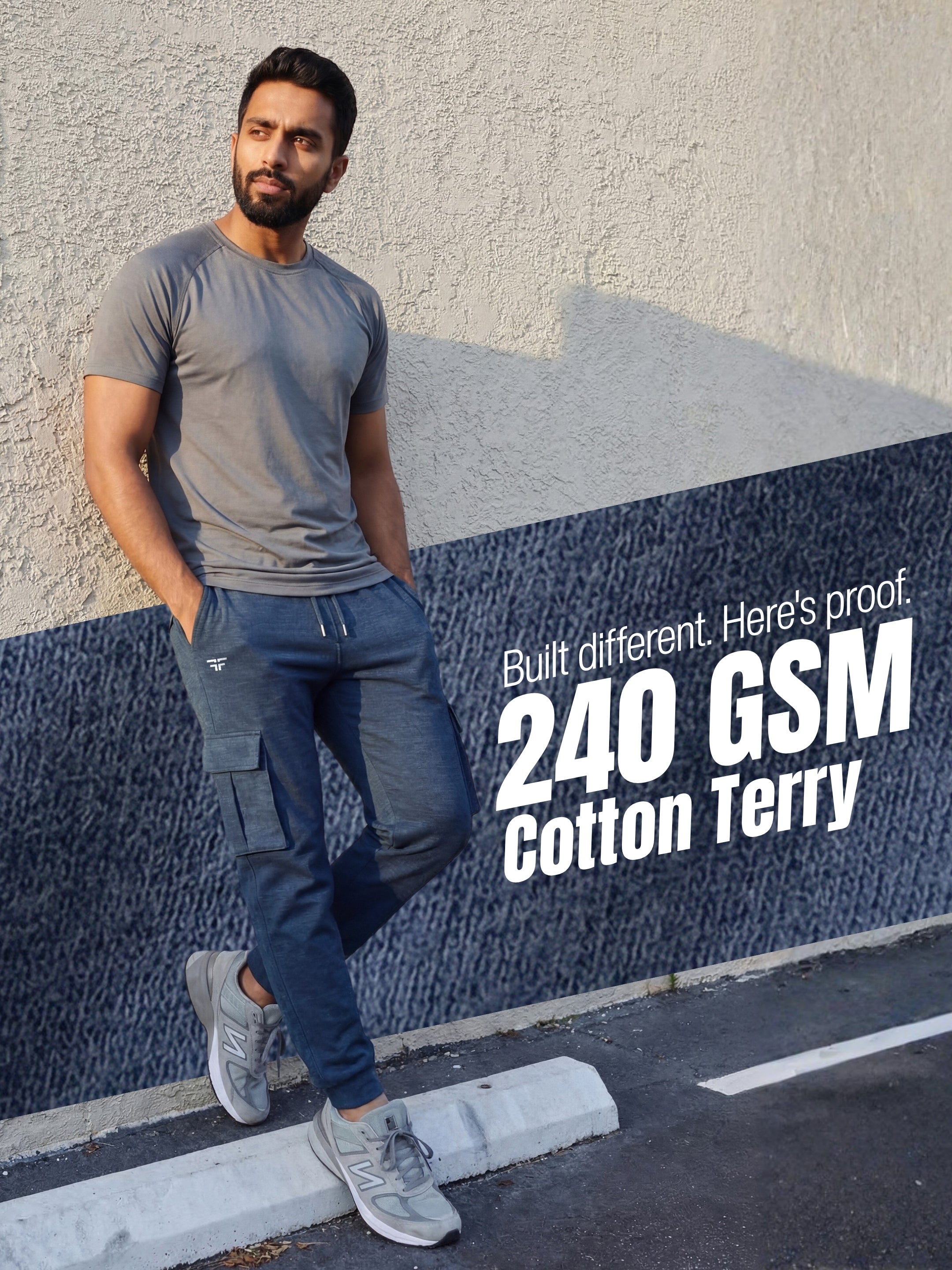 Blue Melange Joggers w/ Box Pockets