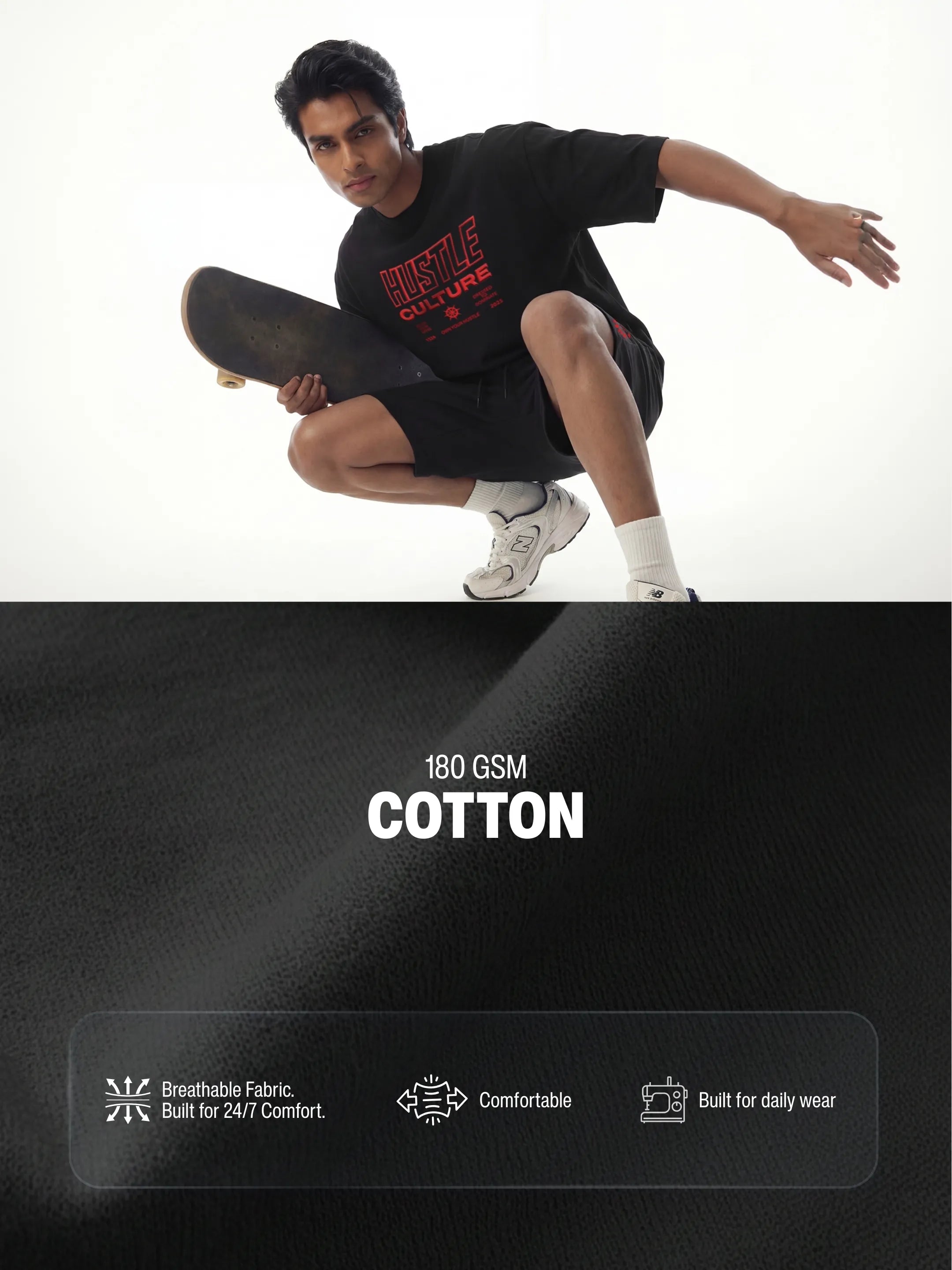 Hustle Culture Cotton Men's Oversized Coord Sets