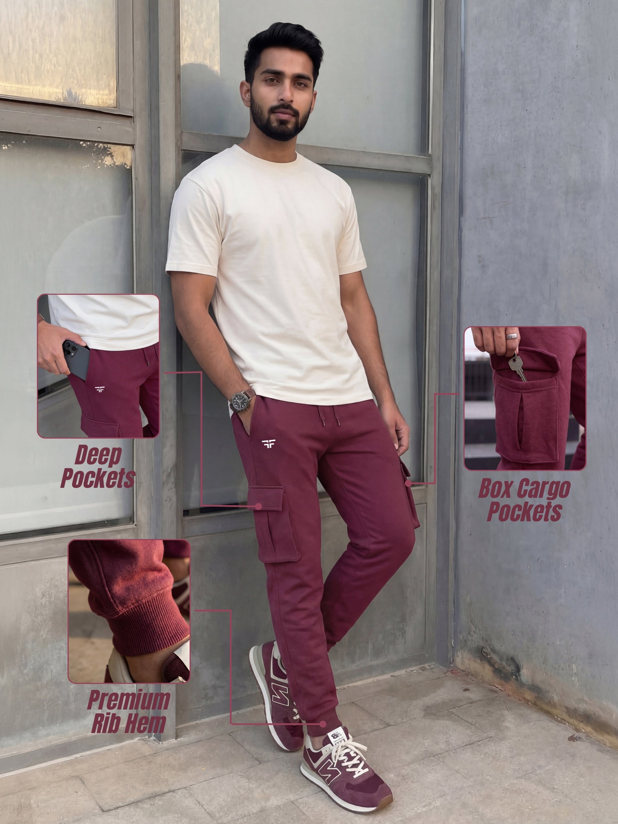 Maroon Joggers w/ Box Pockets