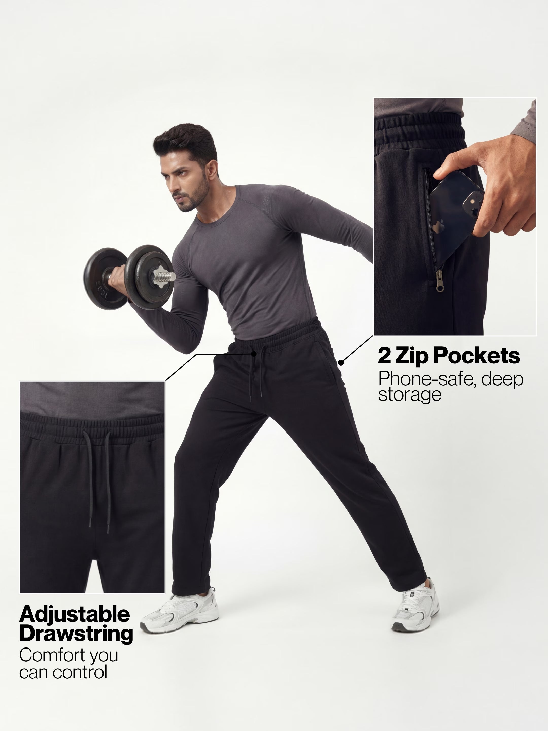 Jet Black Straight-Fit Joggers