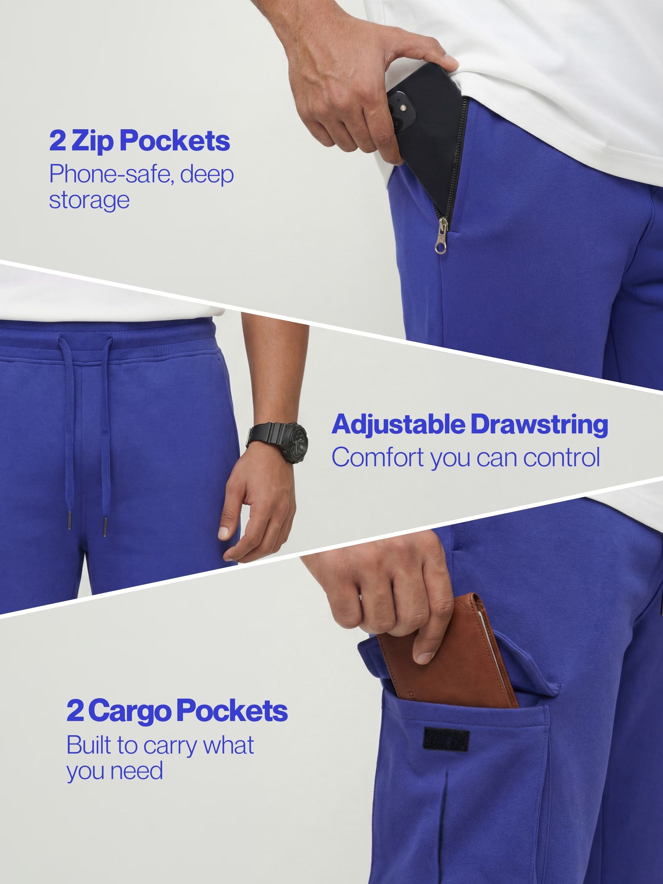 Royal Blue Cargo Joggers w/ 4 Pockets