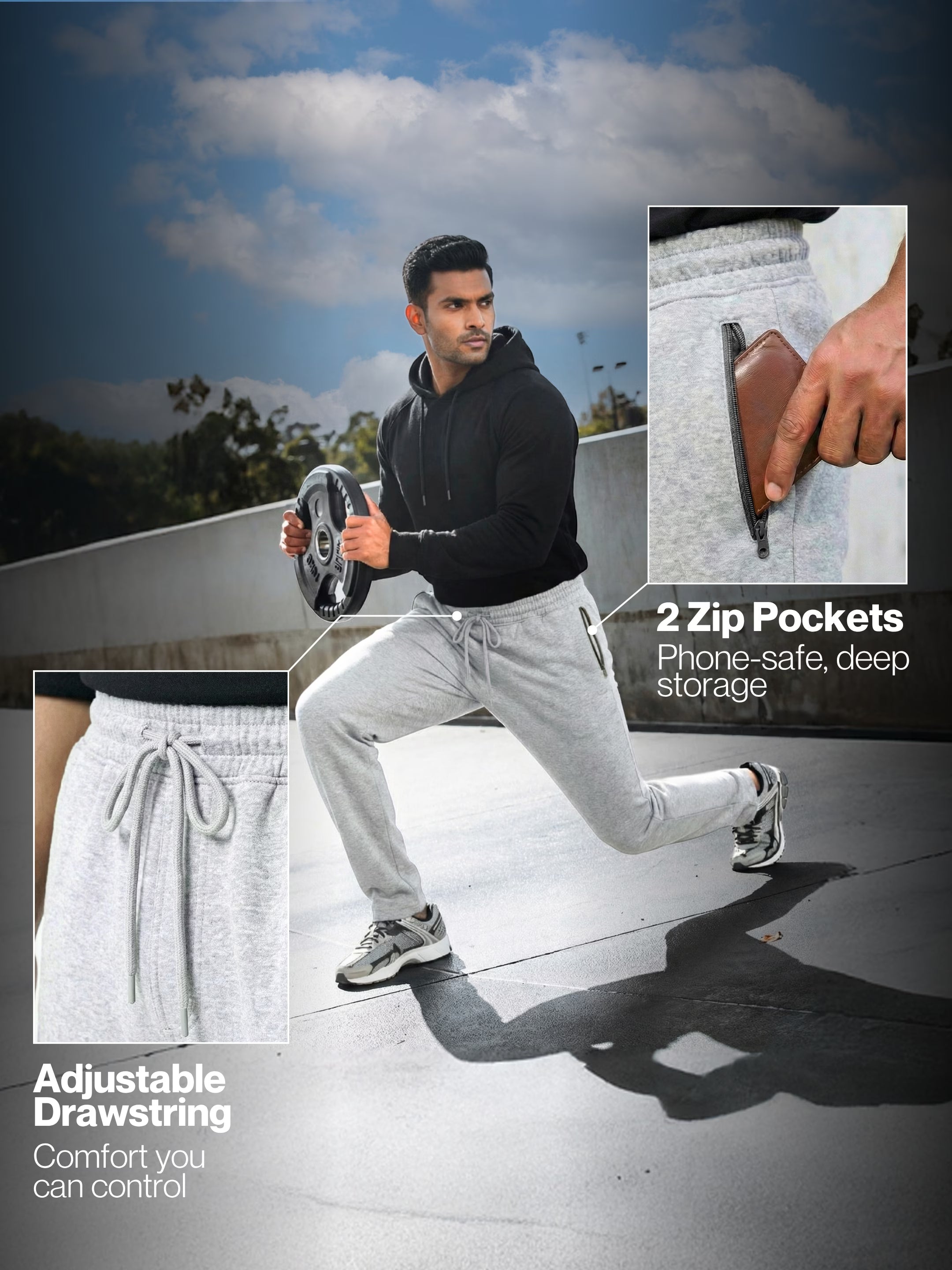 Grey Straight-Fit Joggers