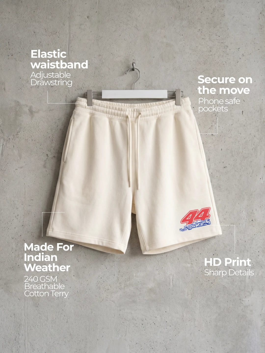 44 Racing Cotton Mens Shorts