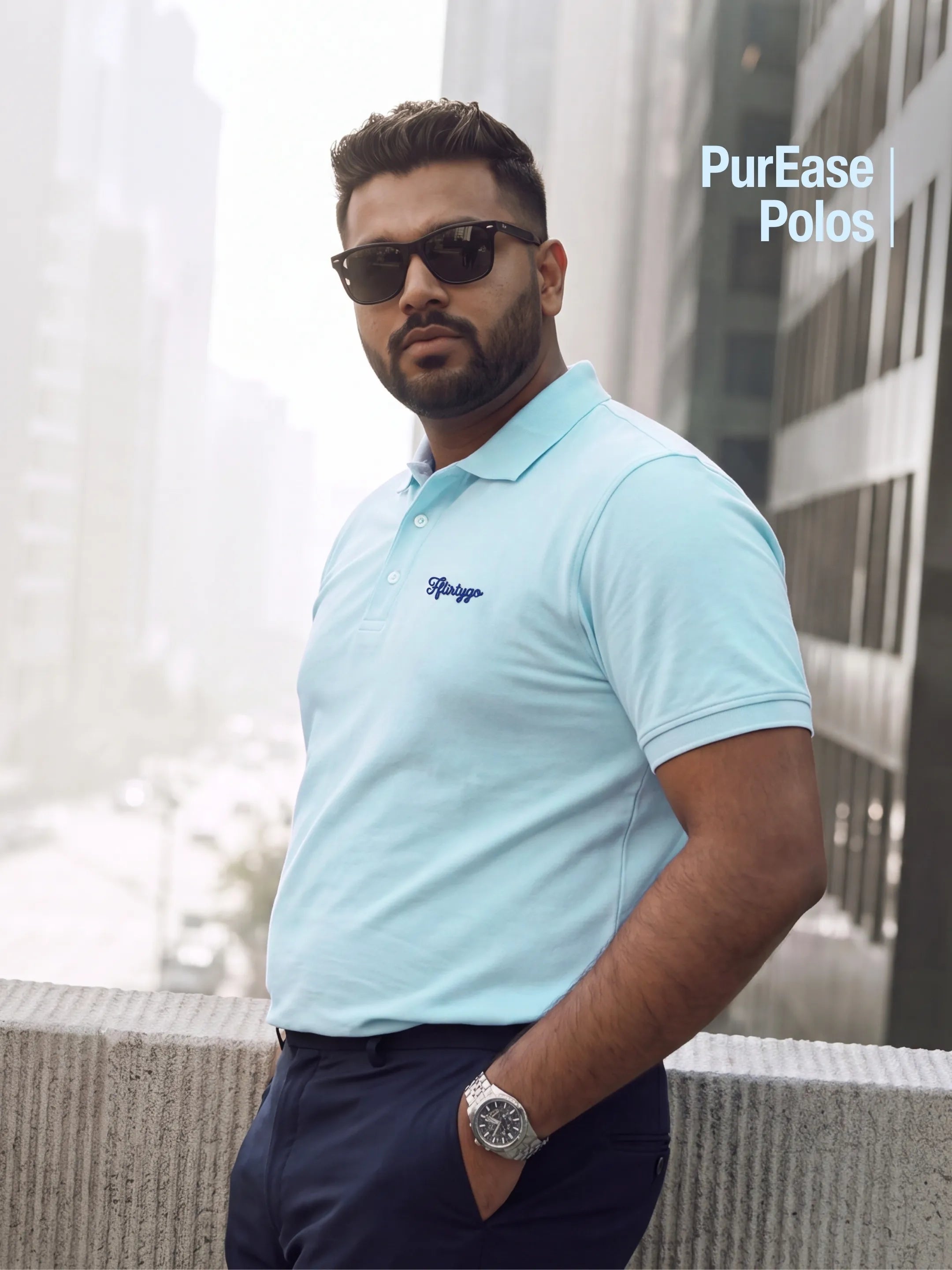 Sky Blue Men's PurEase Core Polo