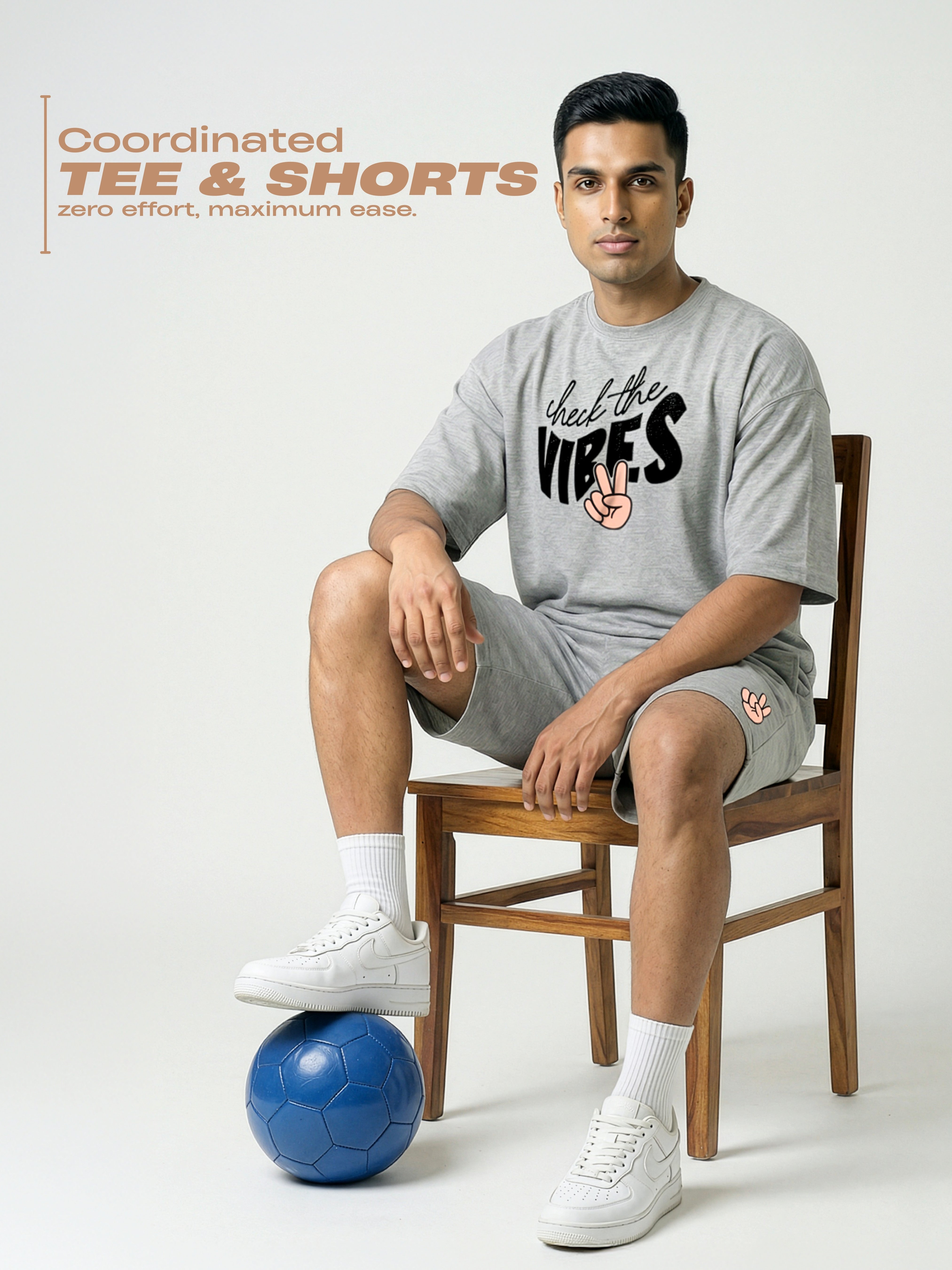 Check The Vibes Cotton Mens T Shirt and Shorts Combo Set