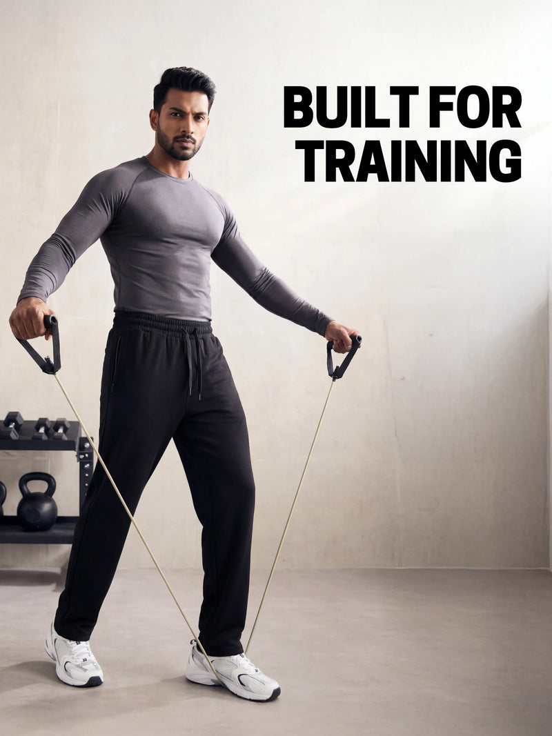 Jet Black Straight-Fit Joggers