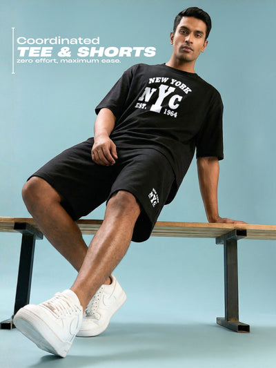 New York Cotton Mens T Shirt and Shorts Combo Set