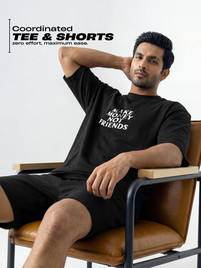 Make Money Not Friends Cotton Mens T Shirt and Shorts Combo Set