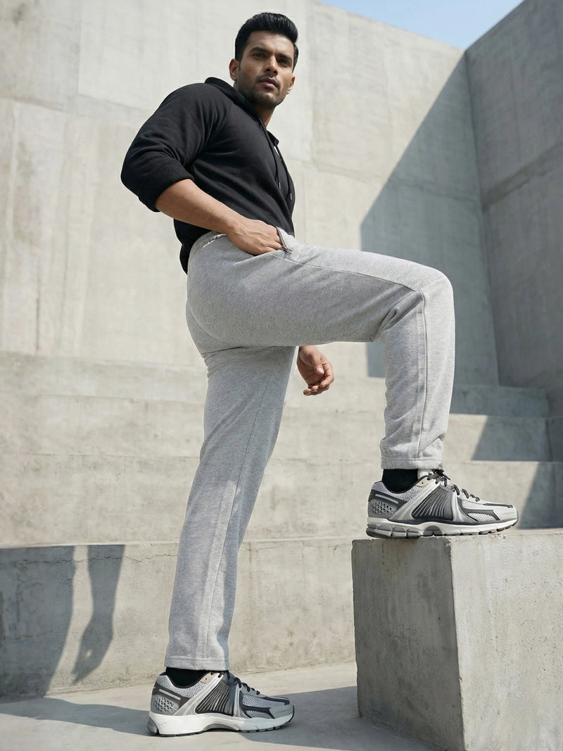 Grey Straight-Fit Joggers
