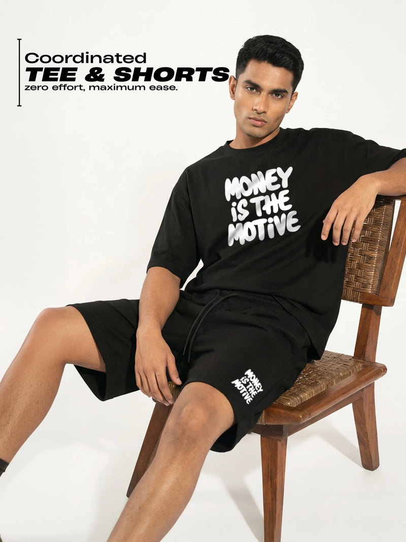 Money Is The Motive Cotton Mens T Shirt and Shorts Combo Set