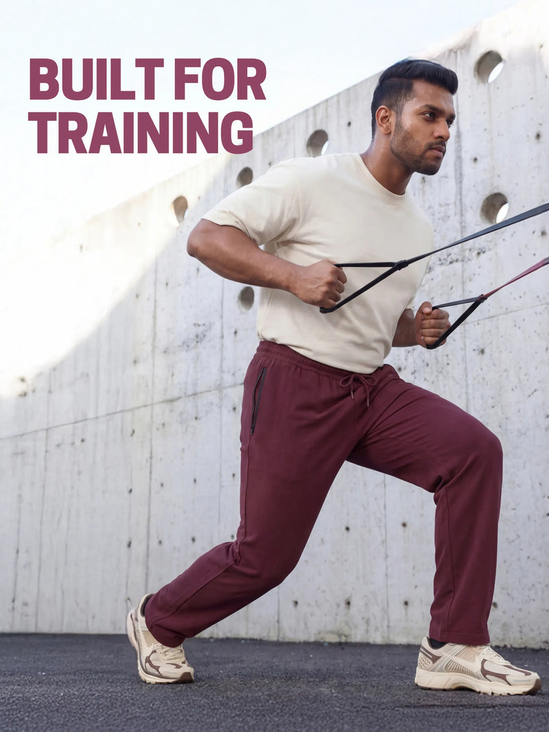 Deep Red Straight-Fit Joggers