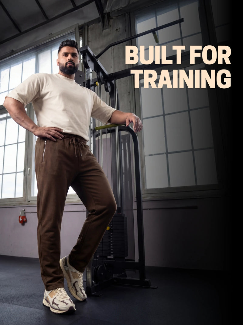 Coffee Brown Straight-Fit Joggers