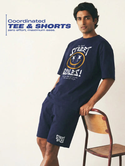 Street Rules Cotton Mens T Shirt and Shorts Combo Set