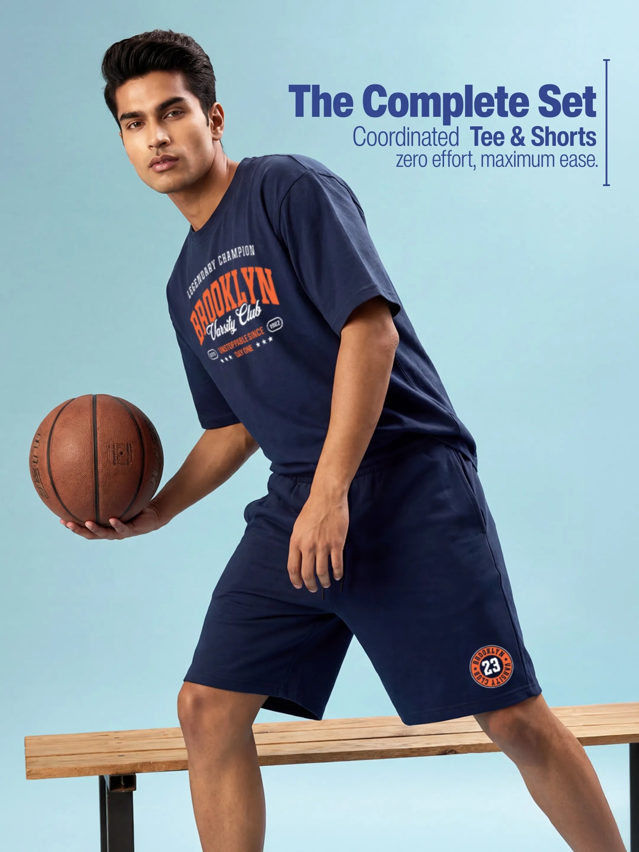 Brooklyn Cotton Mens T Shirt and Shorts Combo Set