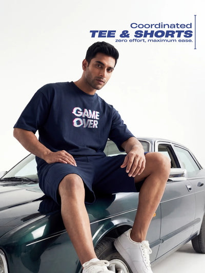 Game Over Cotton Mens T Shirt and Shorts Combo Set