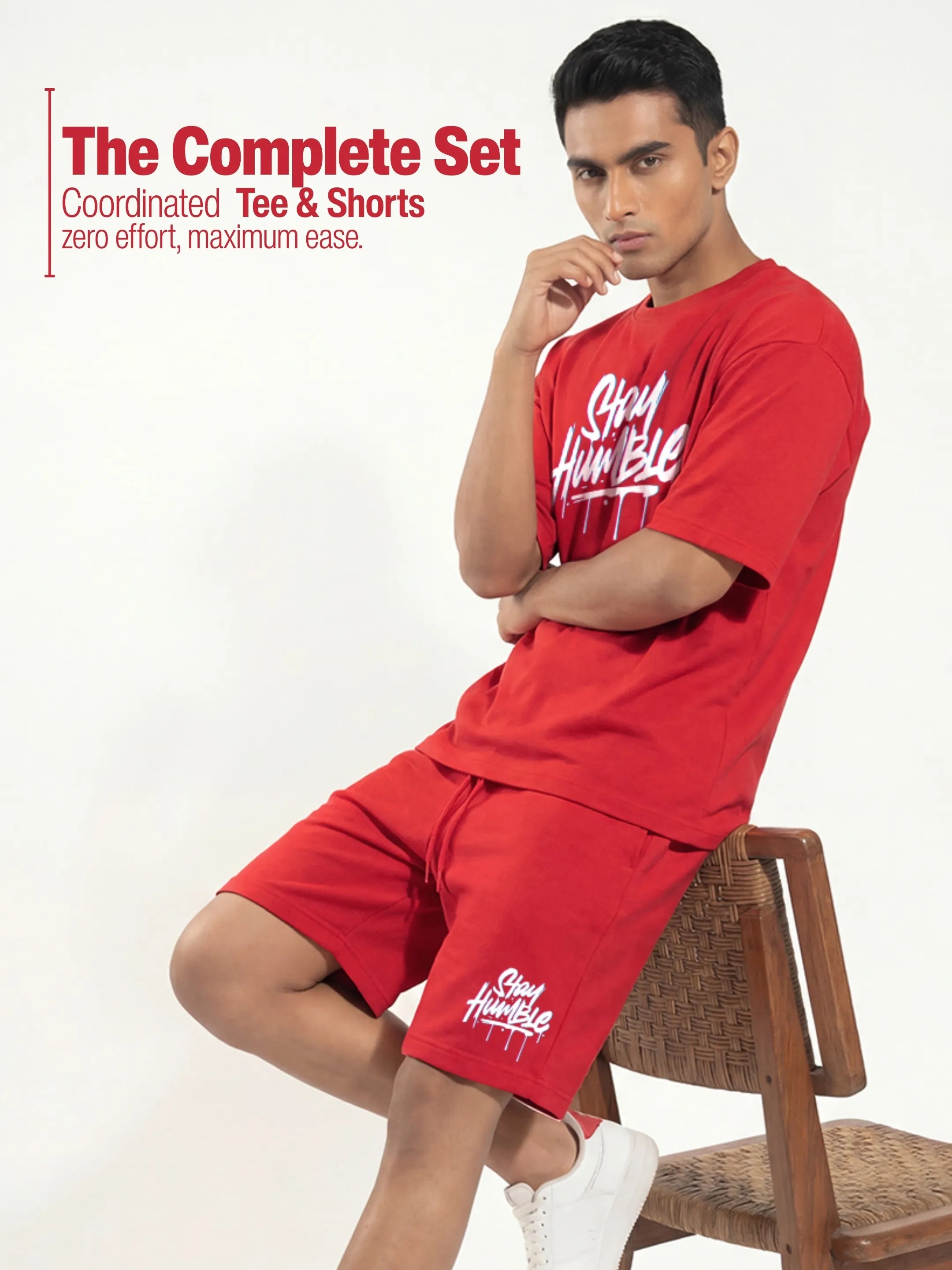 Stay Humble Cotton Men's Oversized Coord Sets