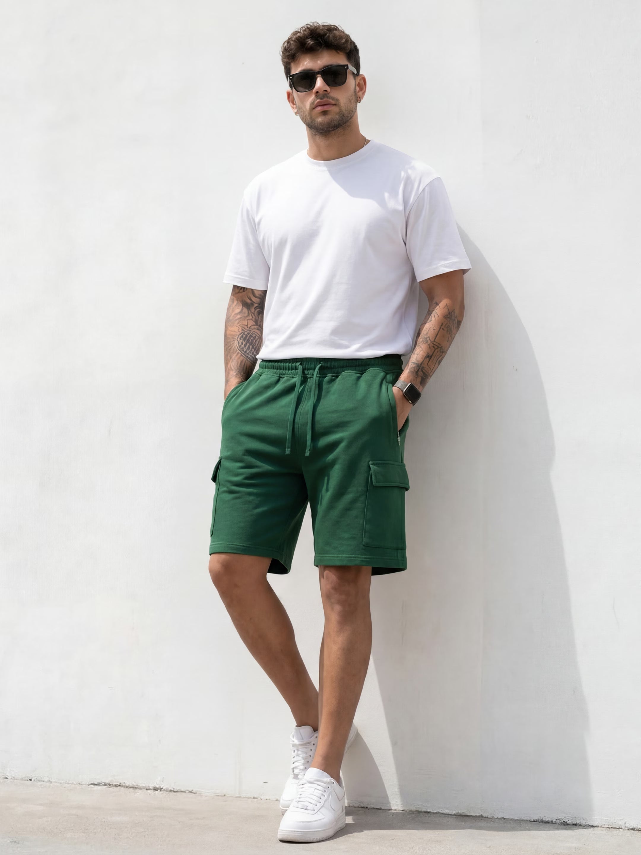 Forest Green Cargo Cotton Men's Shorts