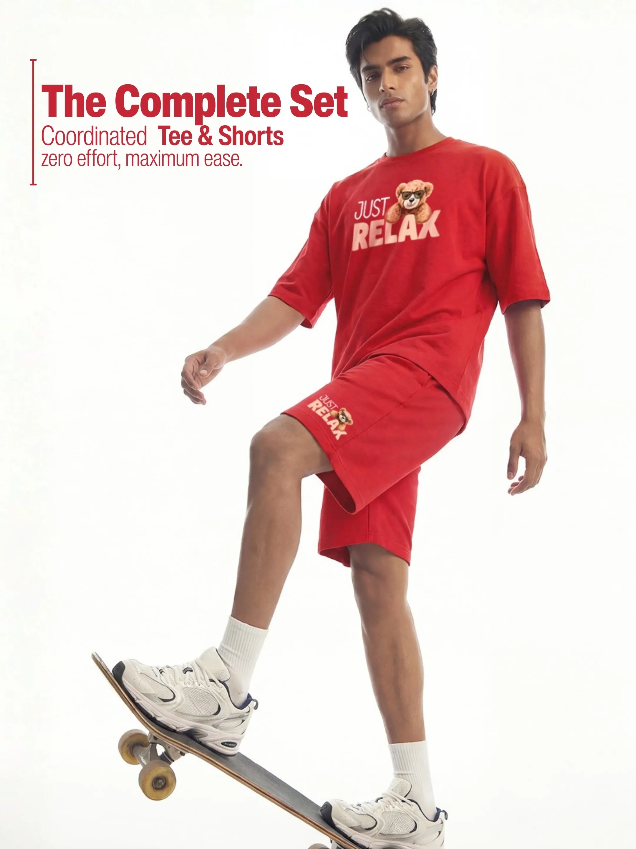 Just Relax Cotton Mens T Shirt and Shorts Combo Set