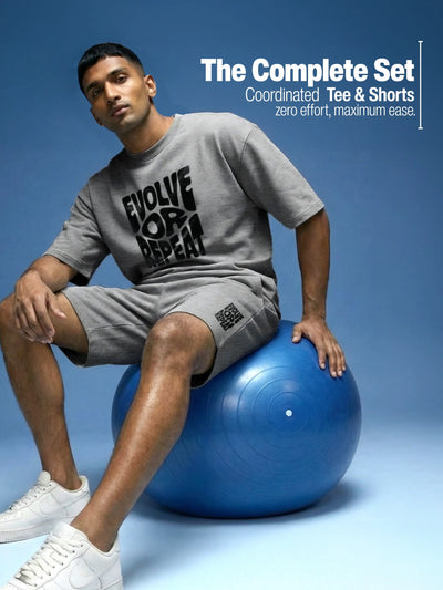 Evolve Or Repeat Cotton Mens T Shirt and Shorts Combo Set