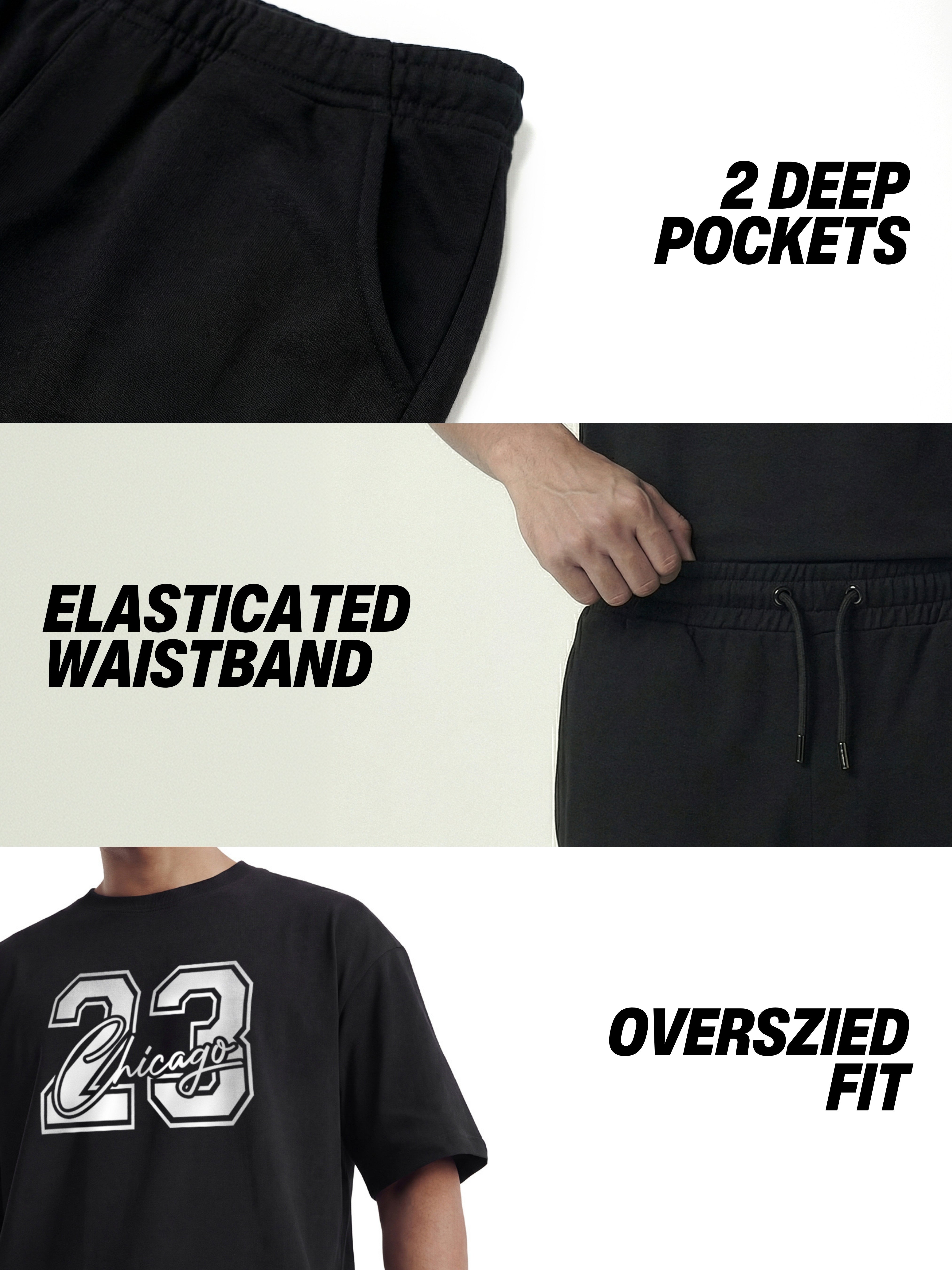 23 Chicago Cotton Mens T Shirt and Shorts Combo Set