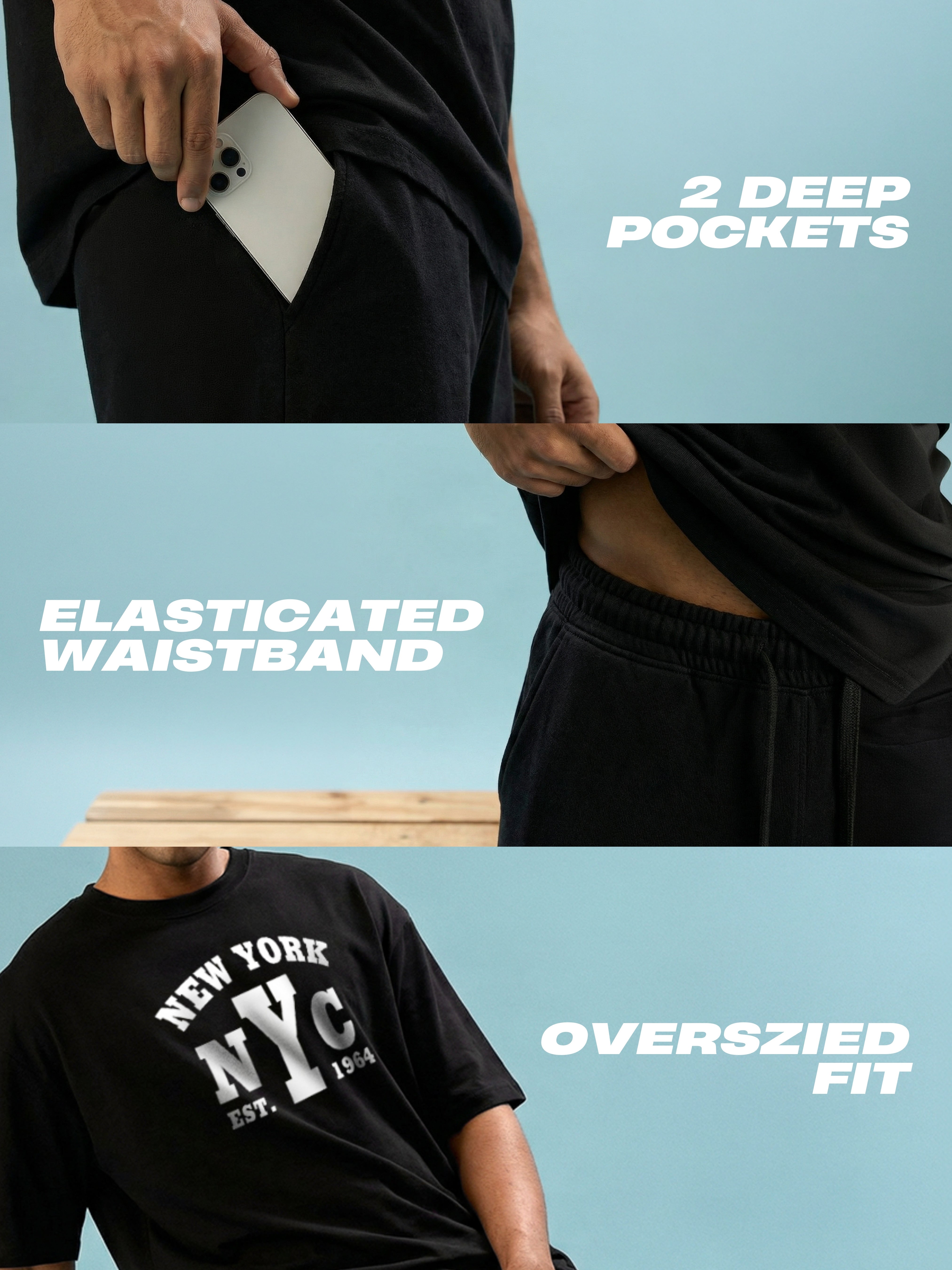 New York Cotton Men's Oversized Coord Sets