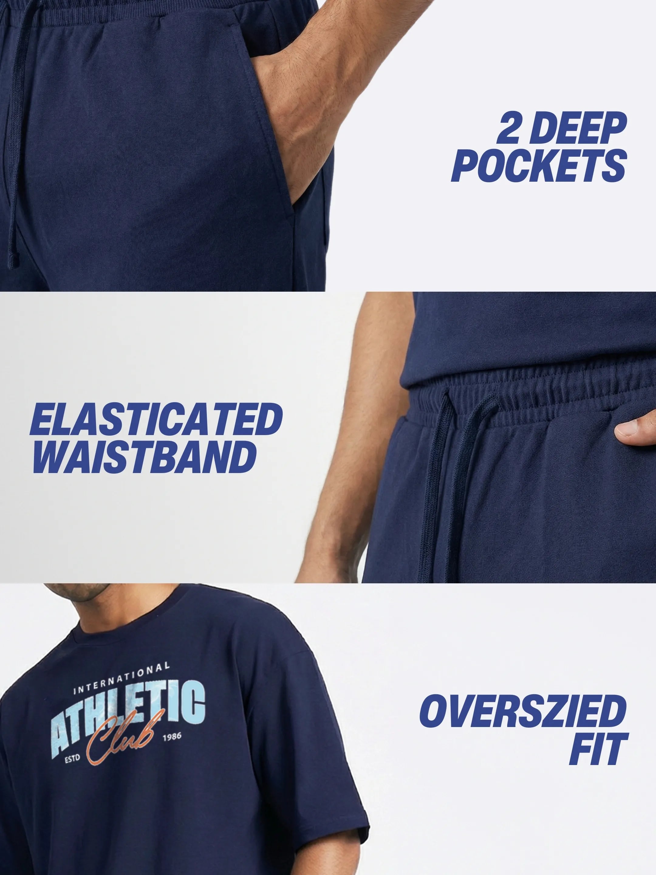 Athletic Cotton Men's Oversized Coord Sets