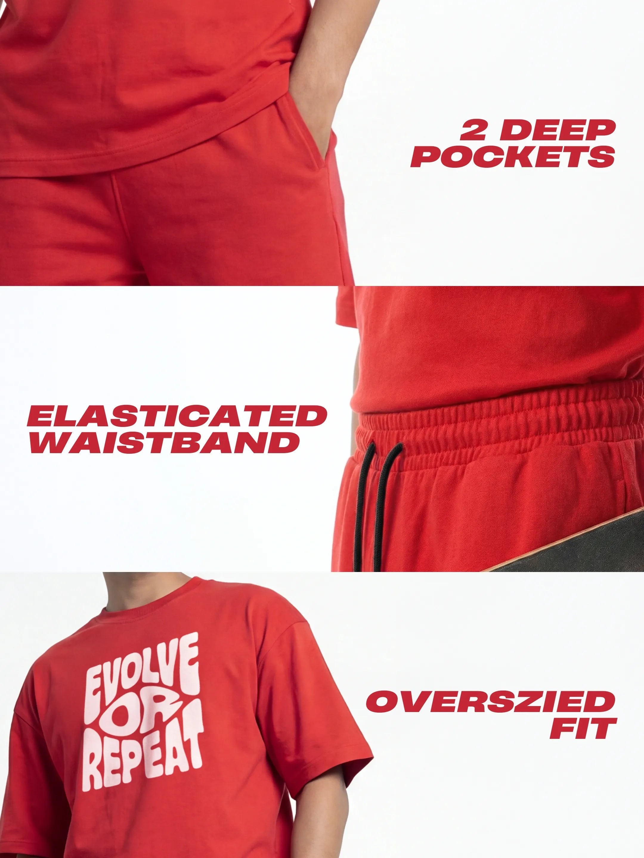 Evolve Or Repeat Cotton Men's Oversized Coord Sets
