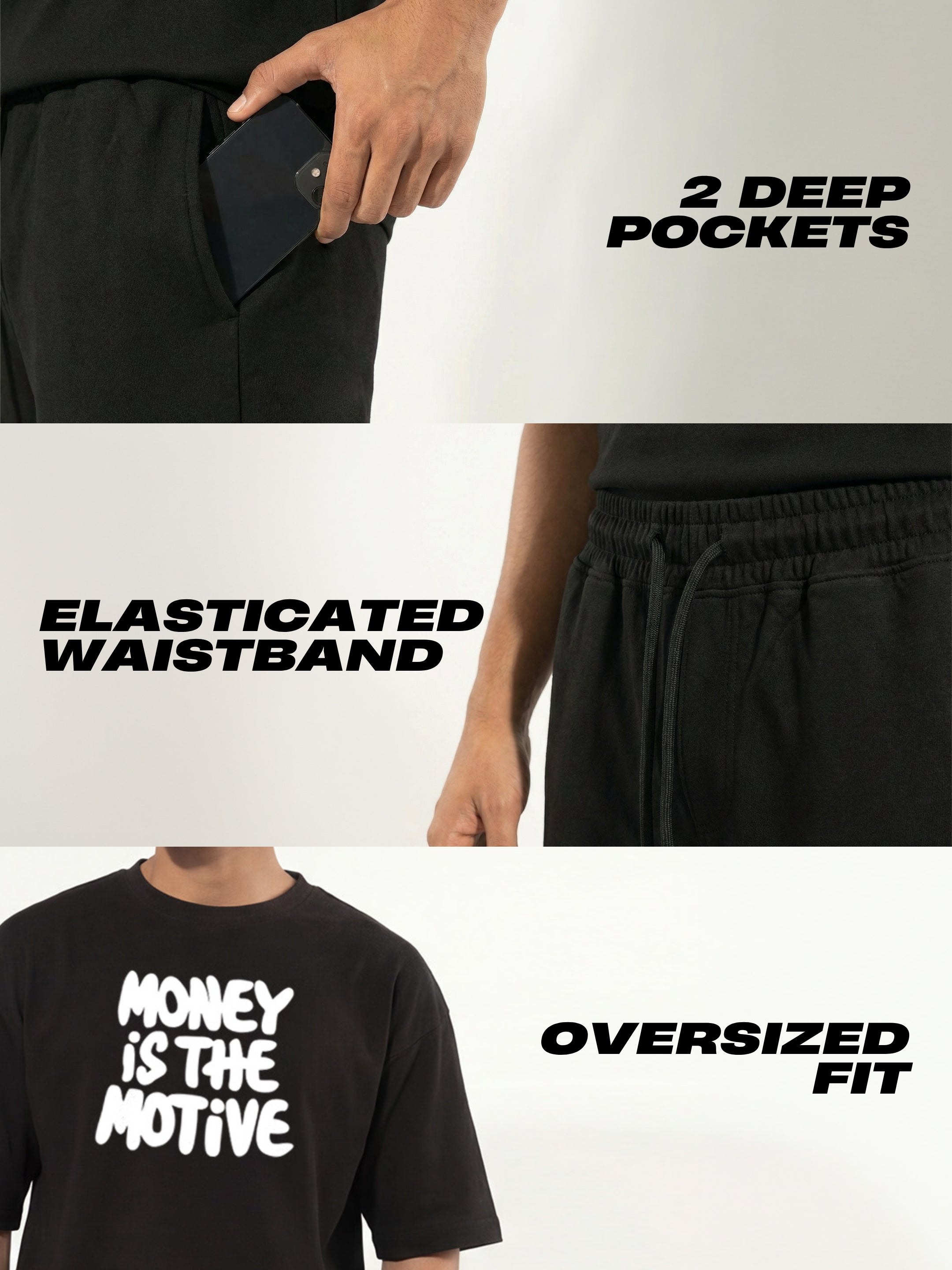 Money Is The Motive Cotton Men's Oversized Coord Sets