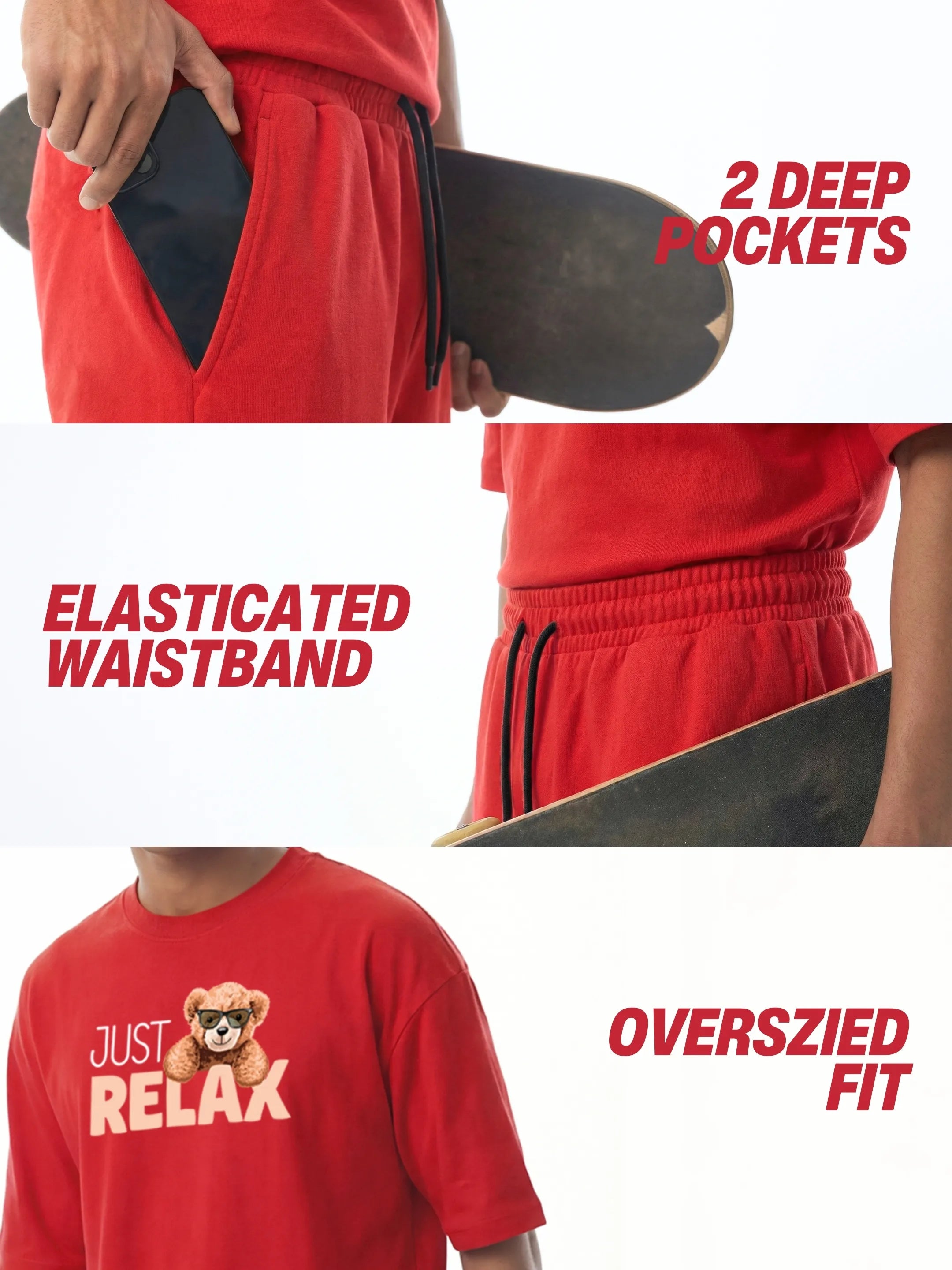 Just Relax Cotton Mens T Shirt and Shorts Combo Set