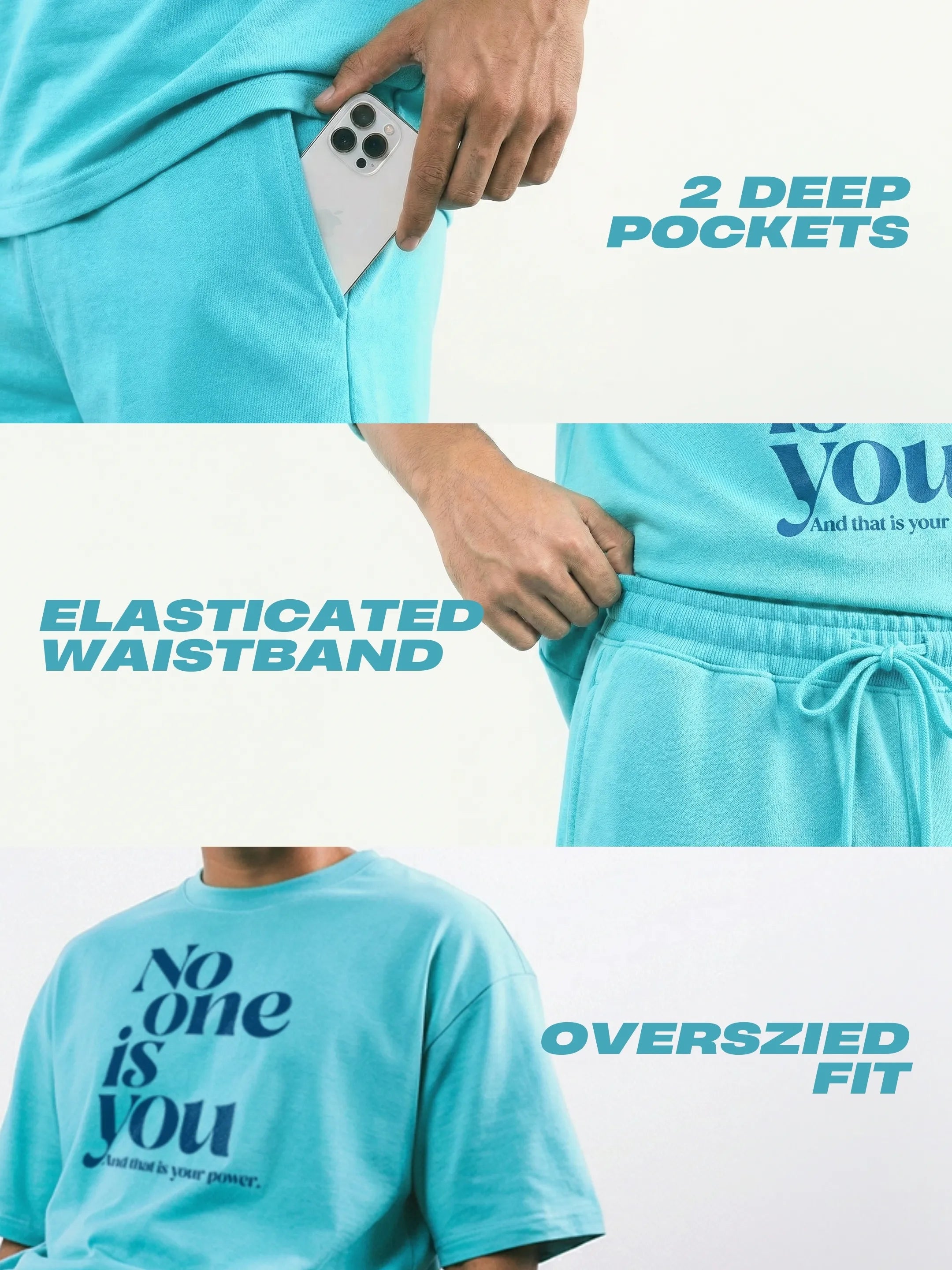 No One Is You Cotton Men's Oversized Coord Sets