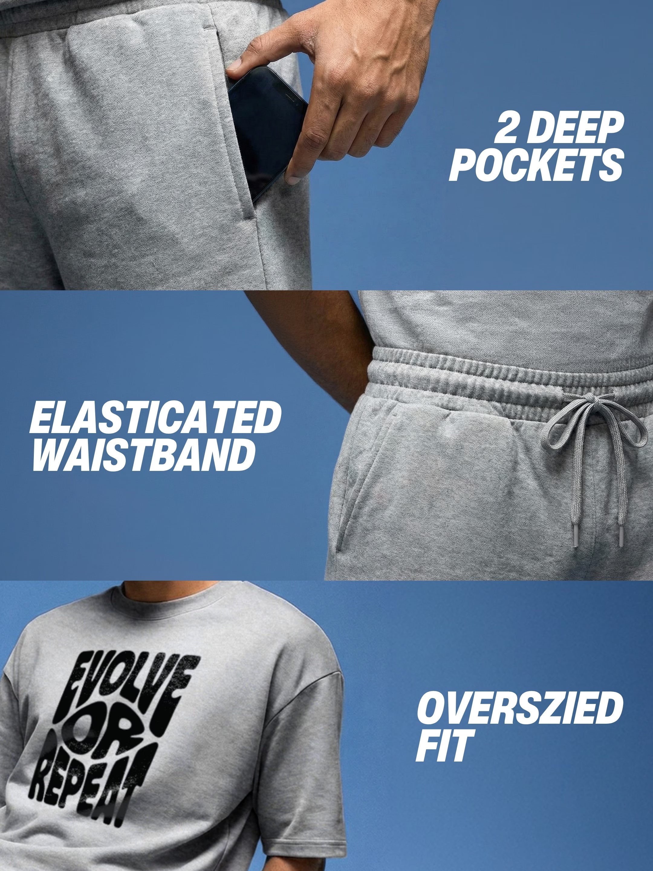 Evolve Or Repeat Cotton Men's Oversized Coord Sets