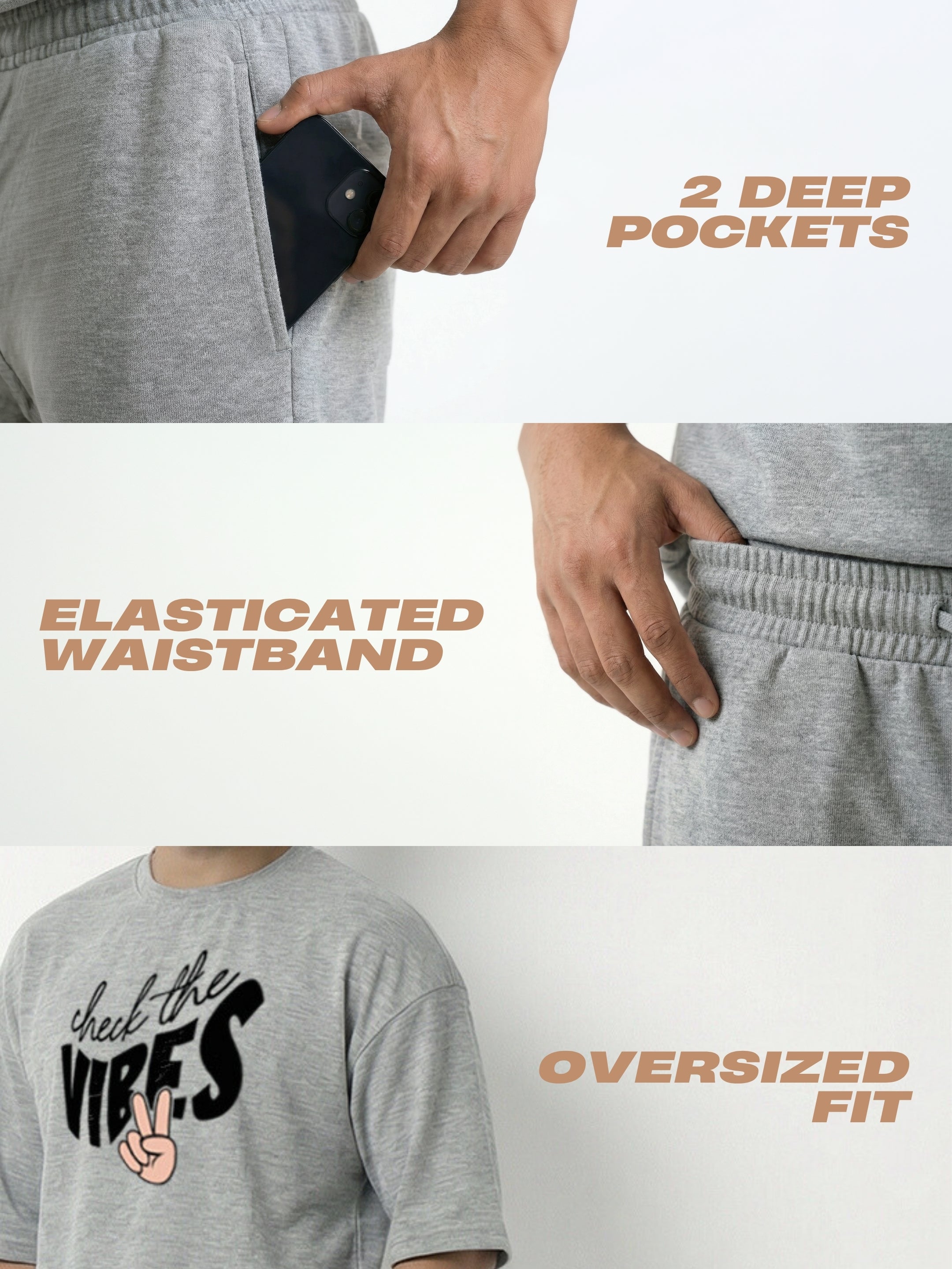 Check The Vibes Cotton Men's Oversized Coord Sets