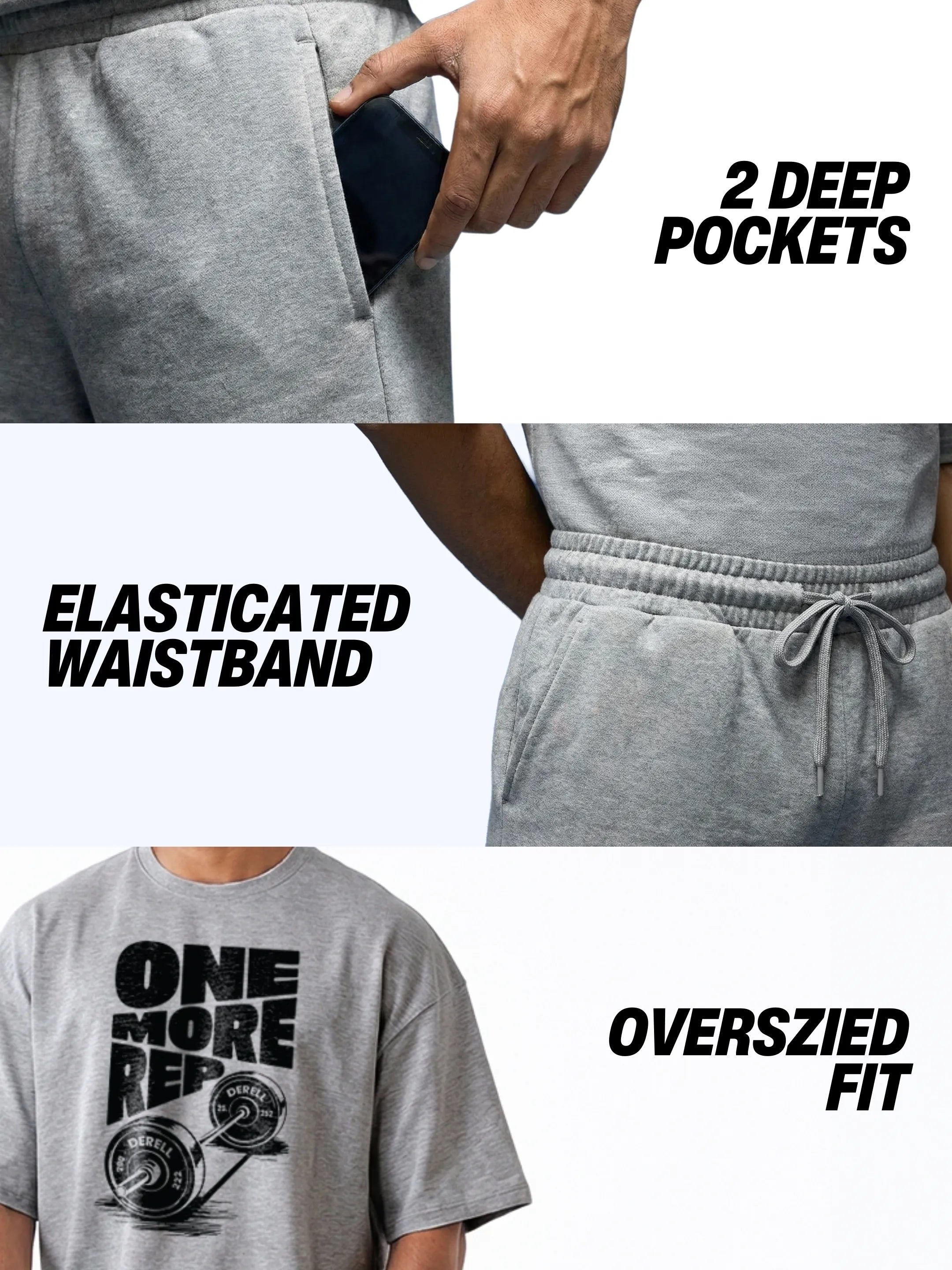 One More Rep Cotton Men's Oversized Coord Sets