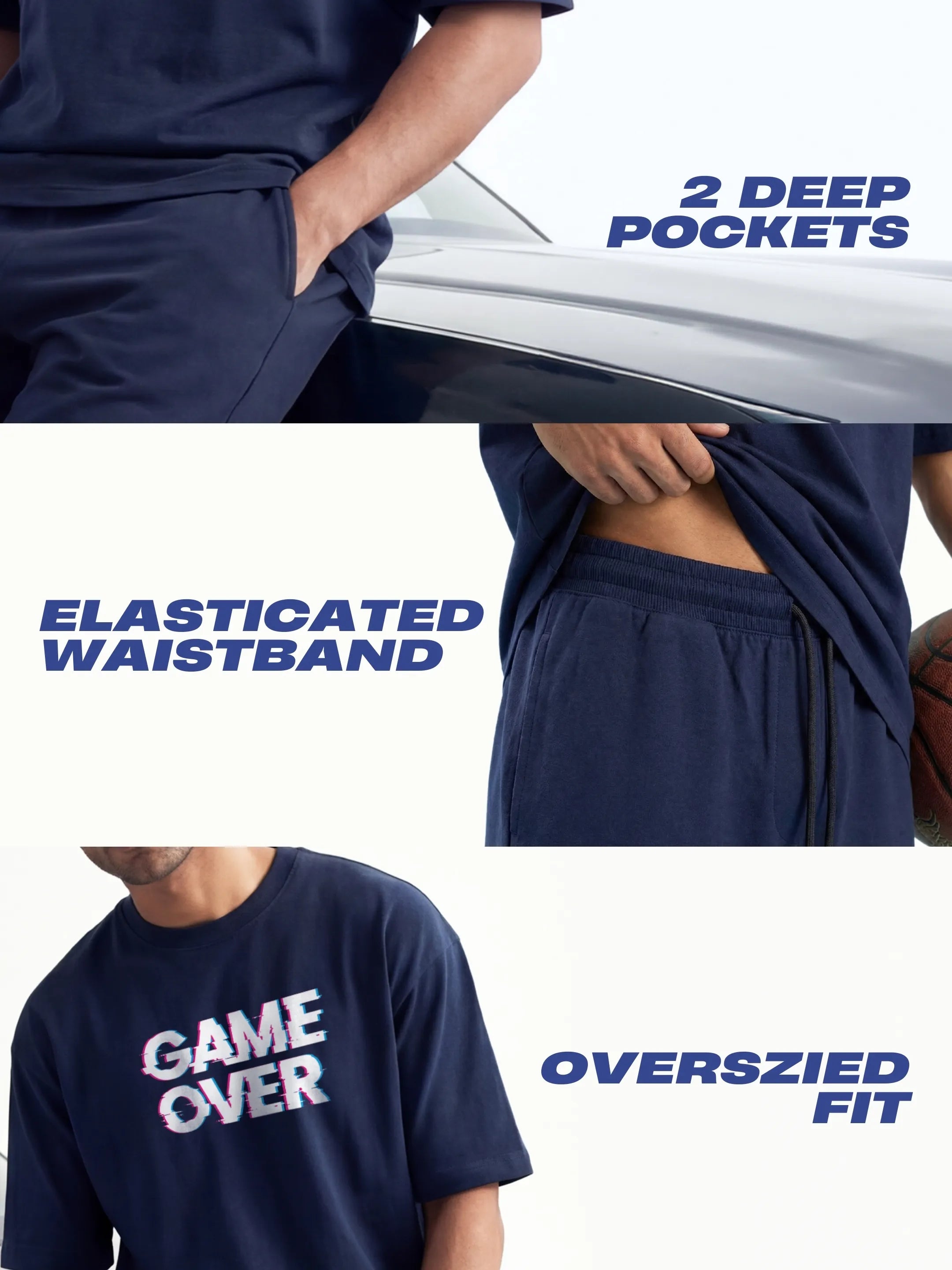 Game Over Cotton Men's Oversized Coord Sets