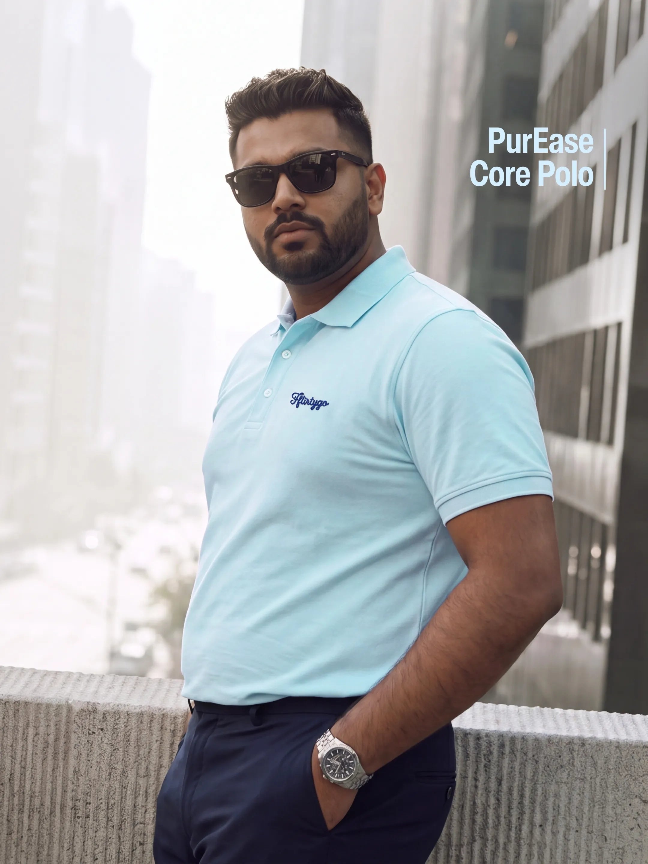 Sky Blue Men's PurEase Core Polo