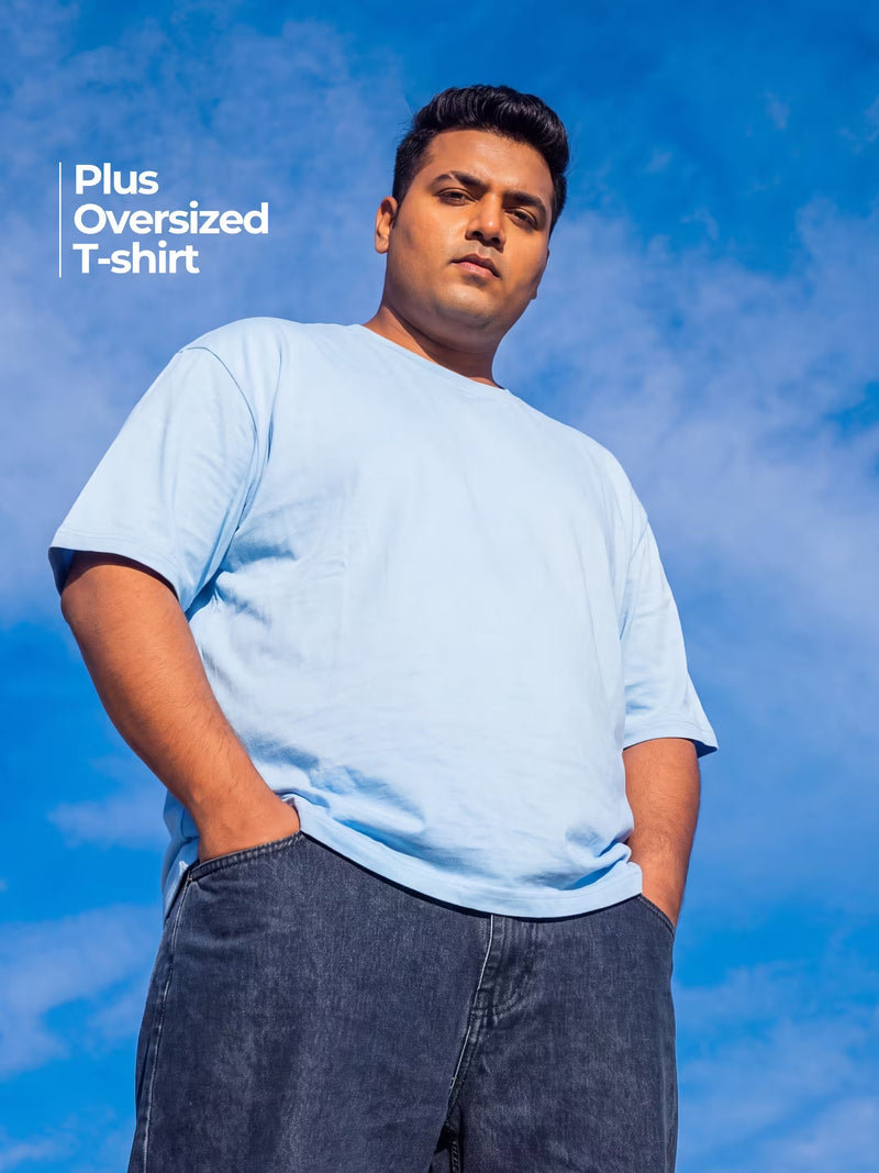 Sky Blue Men's Oversized T-Shirt