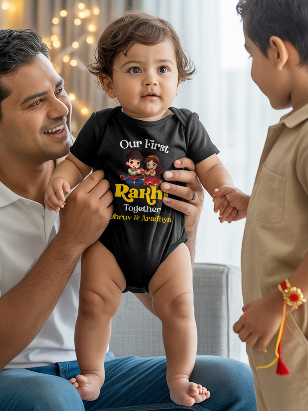 Our First Rakhi Together Baby Romper | Onesies w/ Custom Name