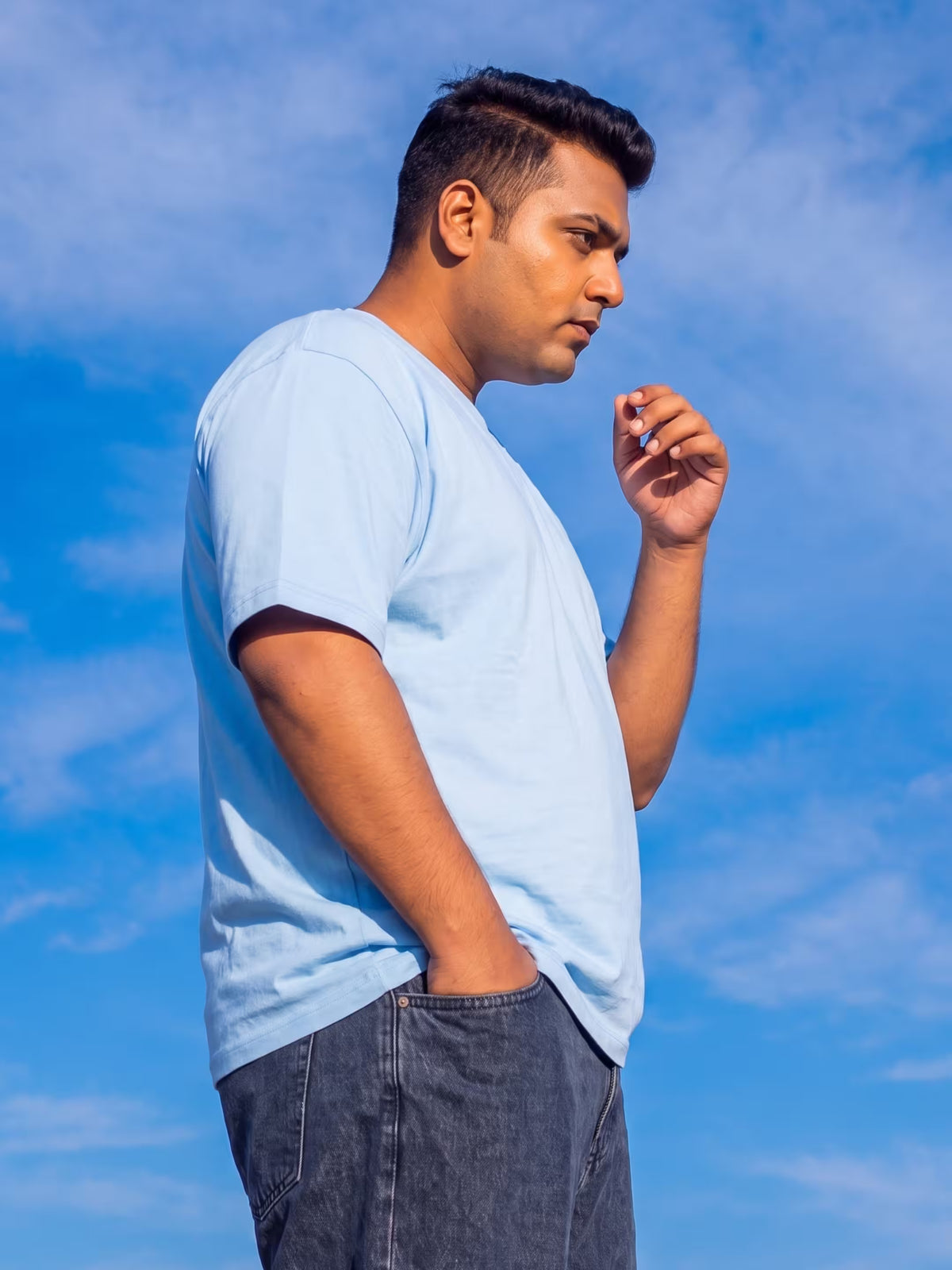 Sky Blue Men's Oversized T-Shirt