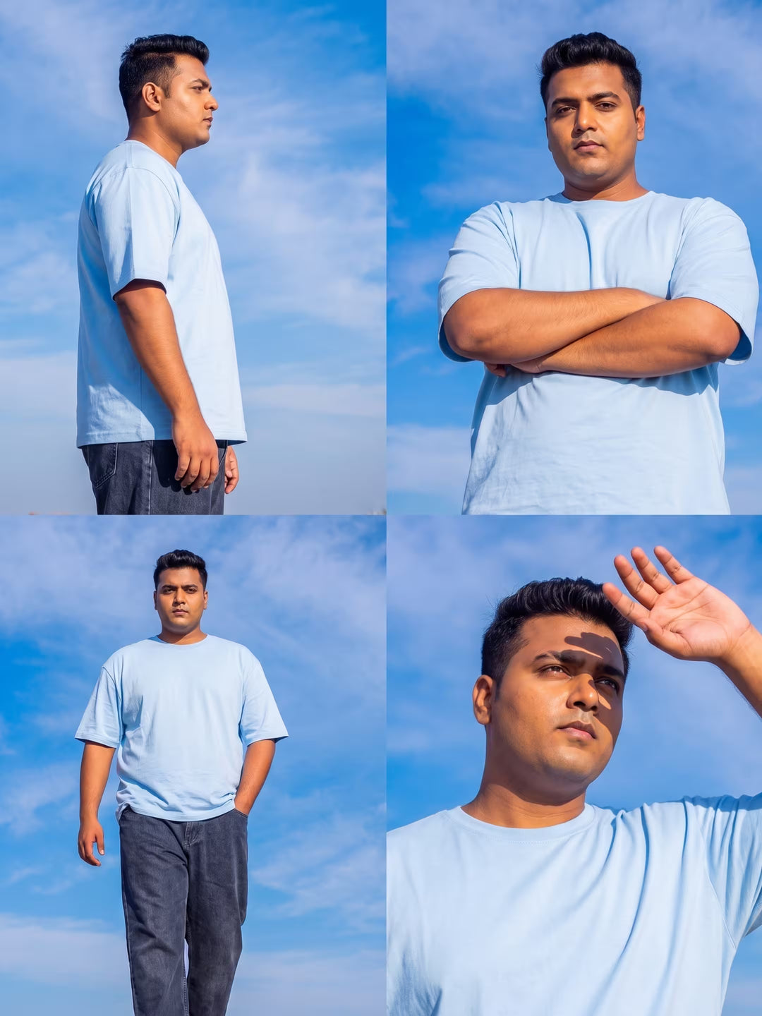 Sky Blue Men's Oversized T-Shirt