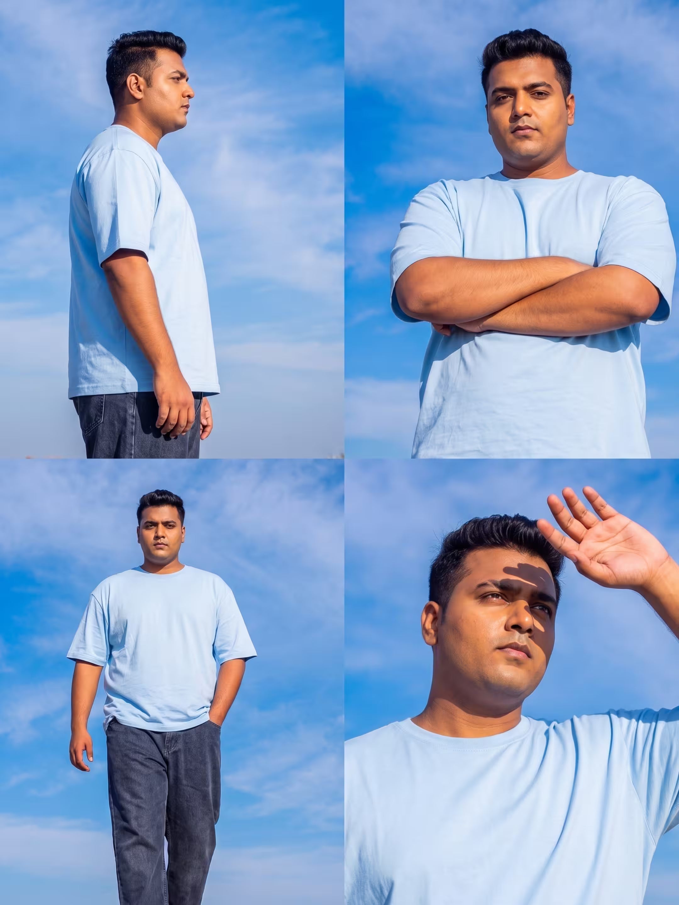 Sky Blue Men's Oversized T-Shirt