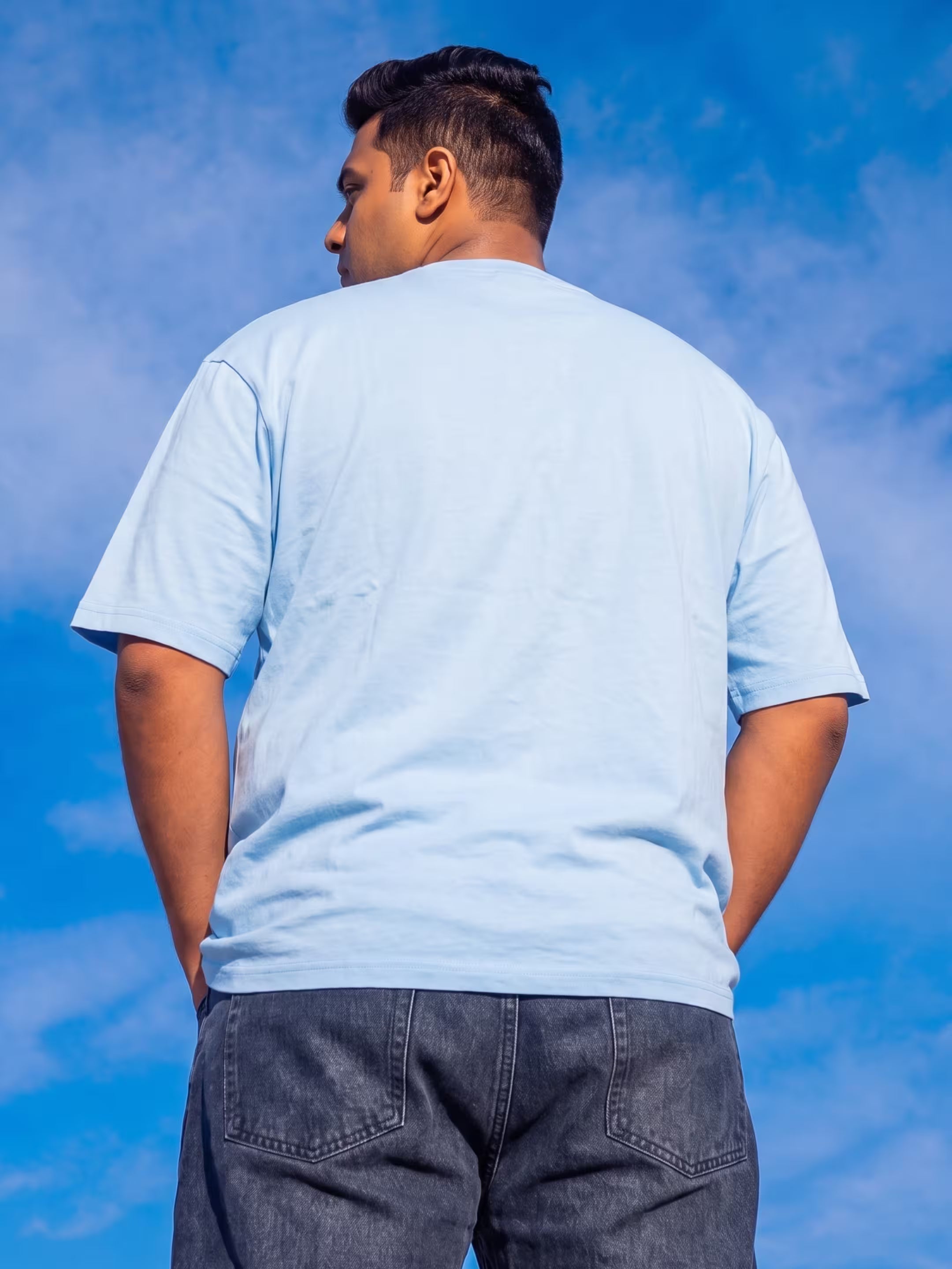 Sky Blue Men's Oversized T-Shirt