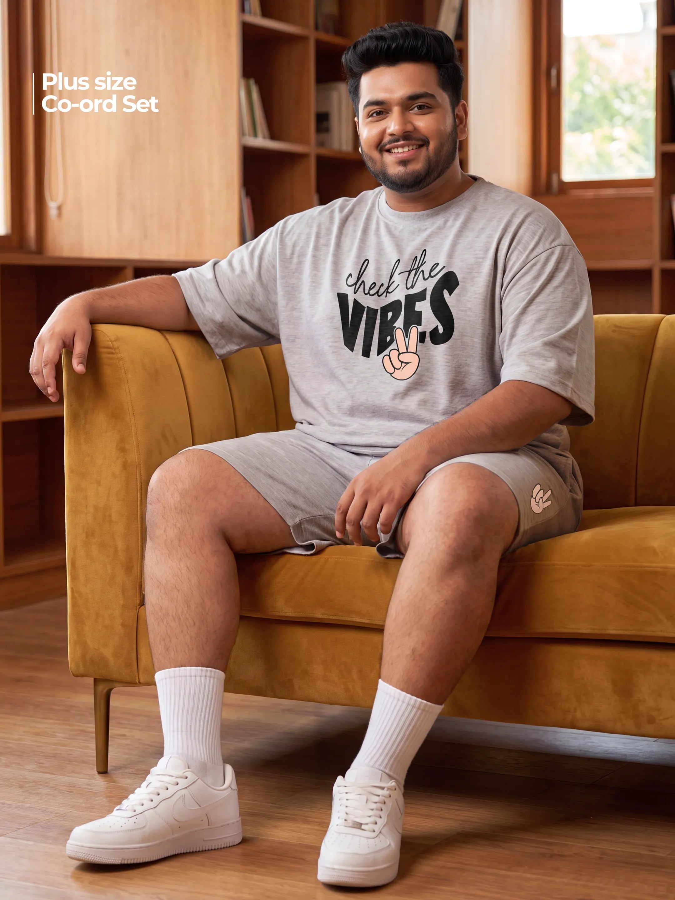 Check The Vibes Cotton Men's Oversized Coord Sets