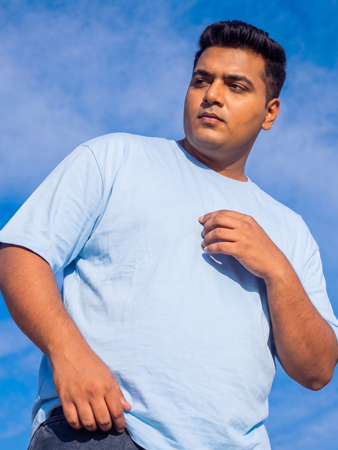 Sky Blue Men's Oversized T-Shirt