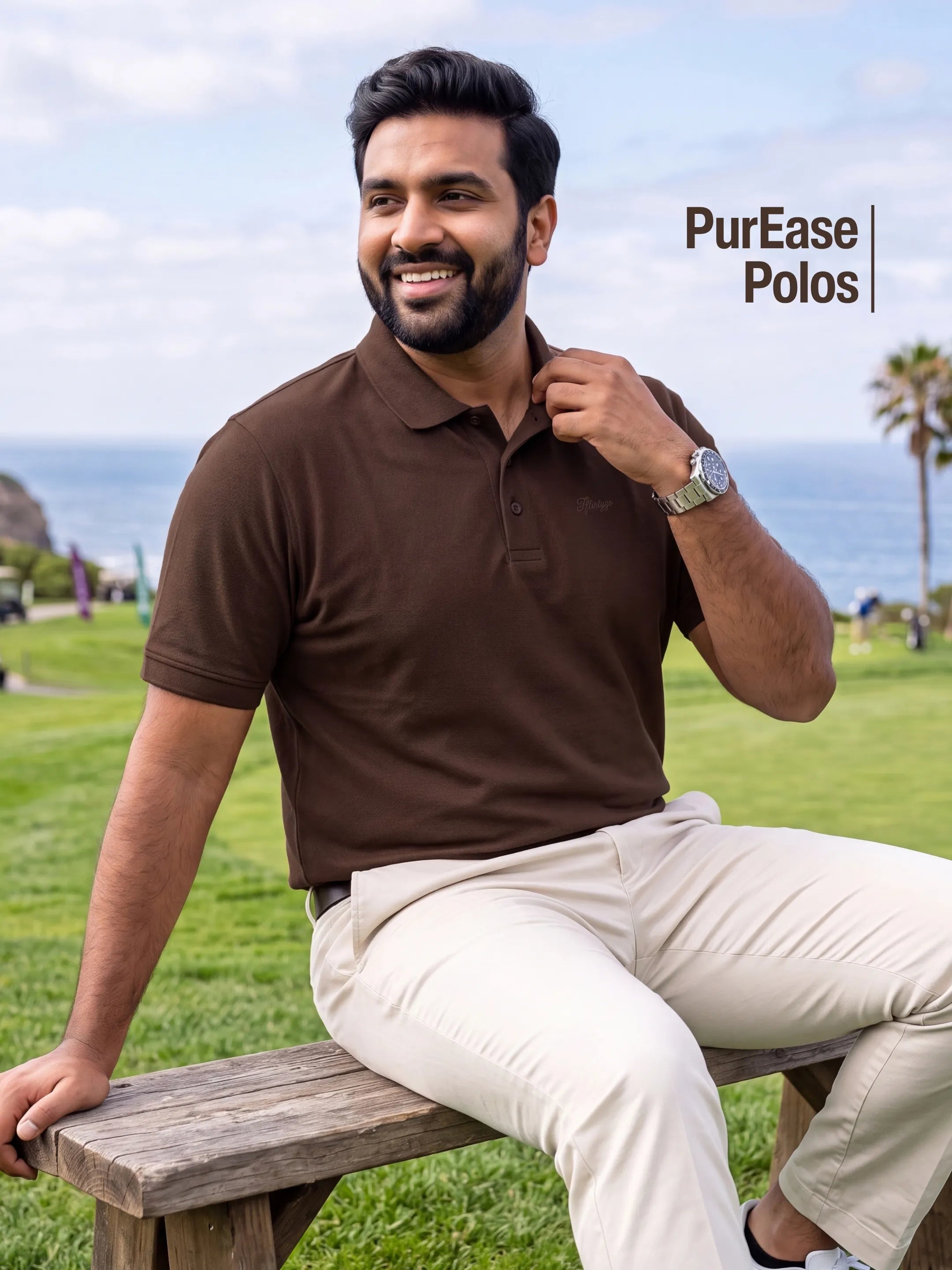 Espresso brown Men's PurEase Core Polo