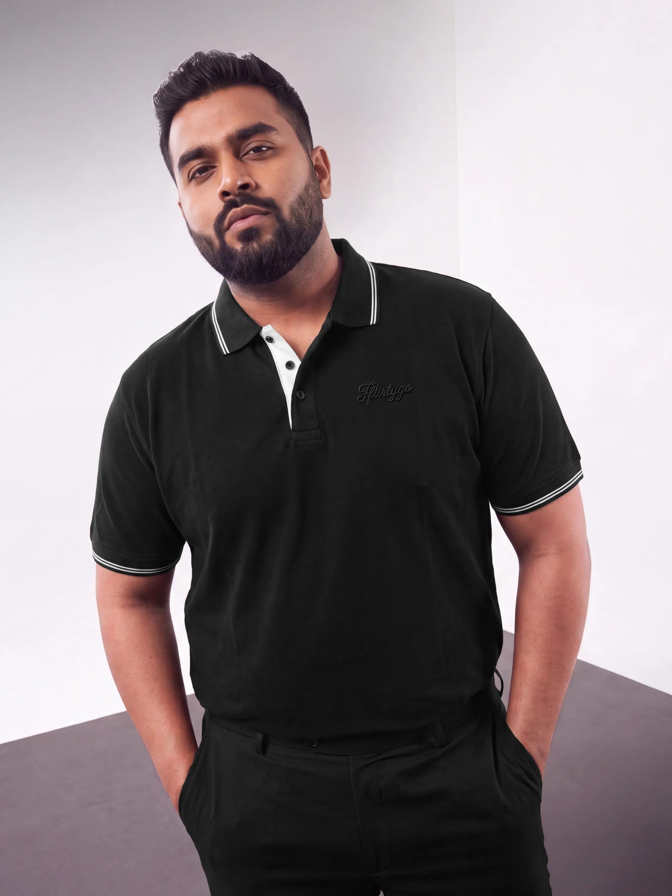 Tuxedo Black Men's PurEase Elevated Polo