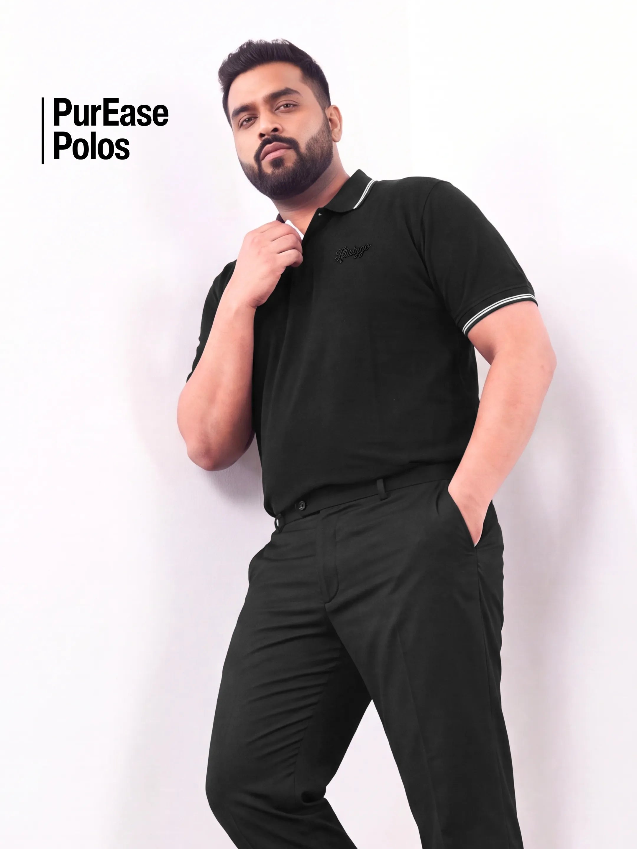 Tuxedo Black Men's PurEase Elevated Polo