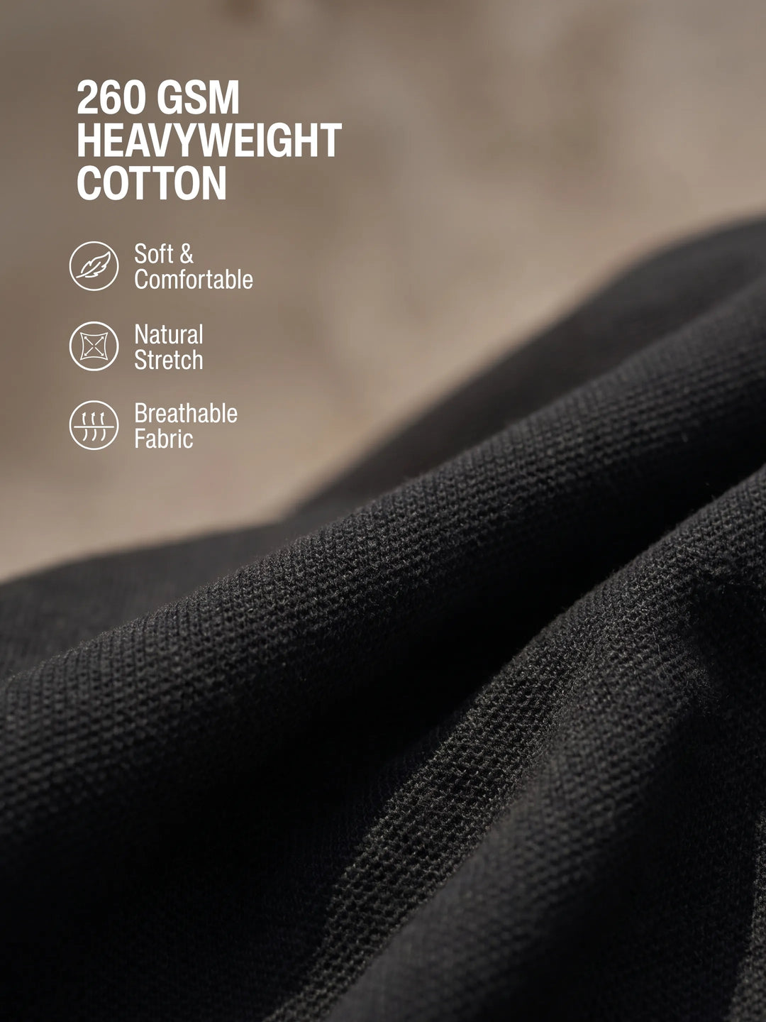 260 GSM pure cotton pique close-up, Tuxedo Black PurEase Elevated polo