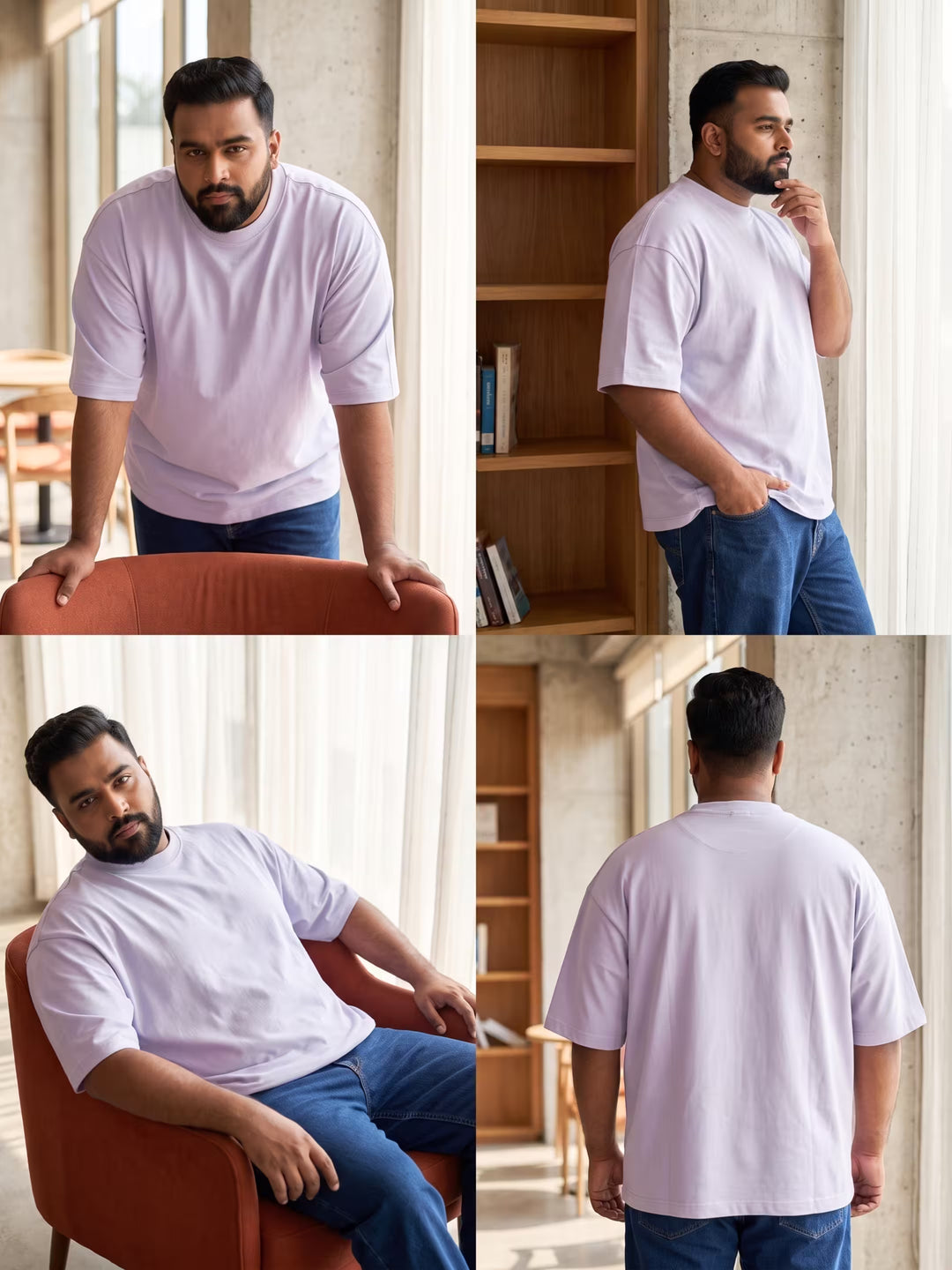 Light Purple Men's Oversized T-Shirt